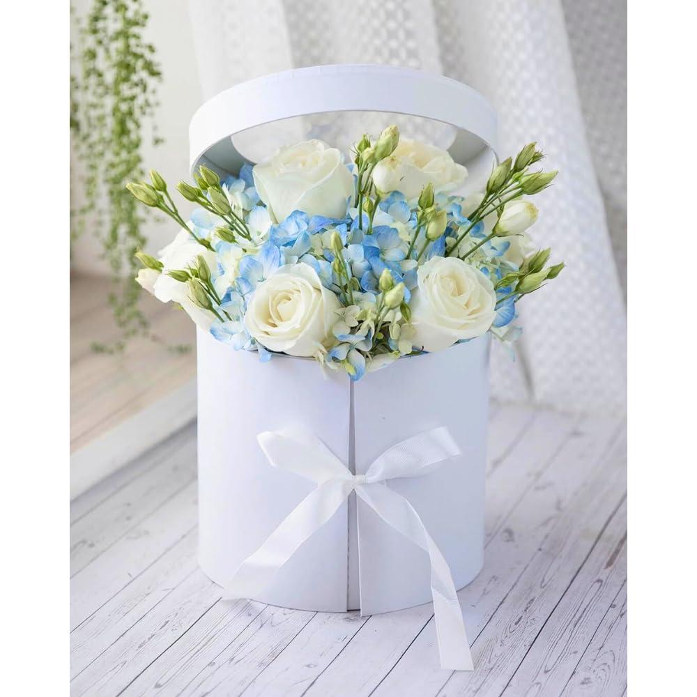 UNIKPACKAGING Premium Quality Round Flower/Gift Box 2 TIER w Lid, Size 7.8 dia x 7 inch for Luxury Arrangements (White) - Image 6