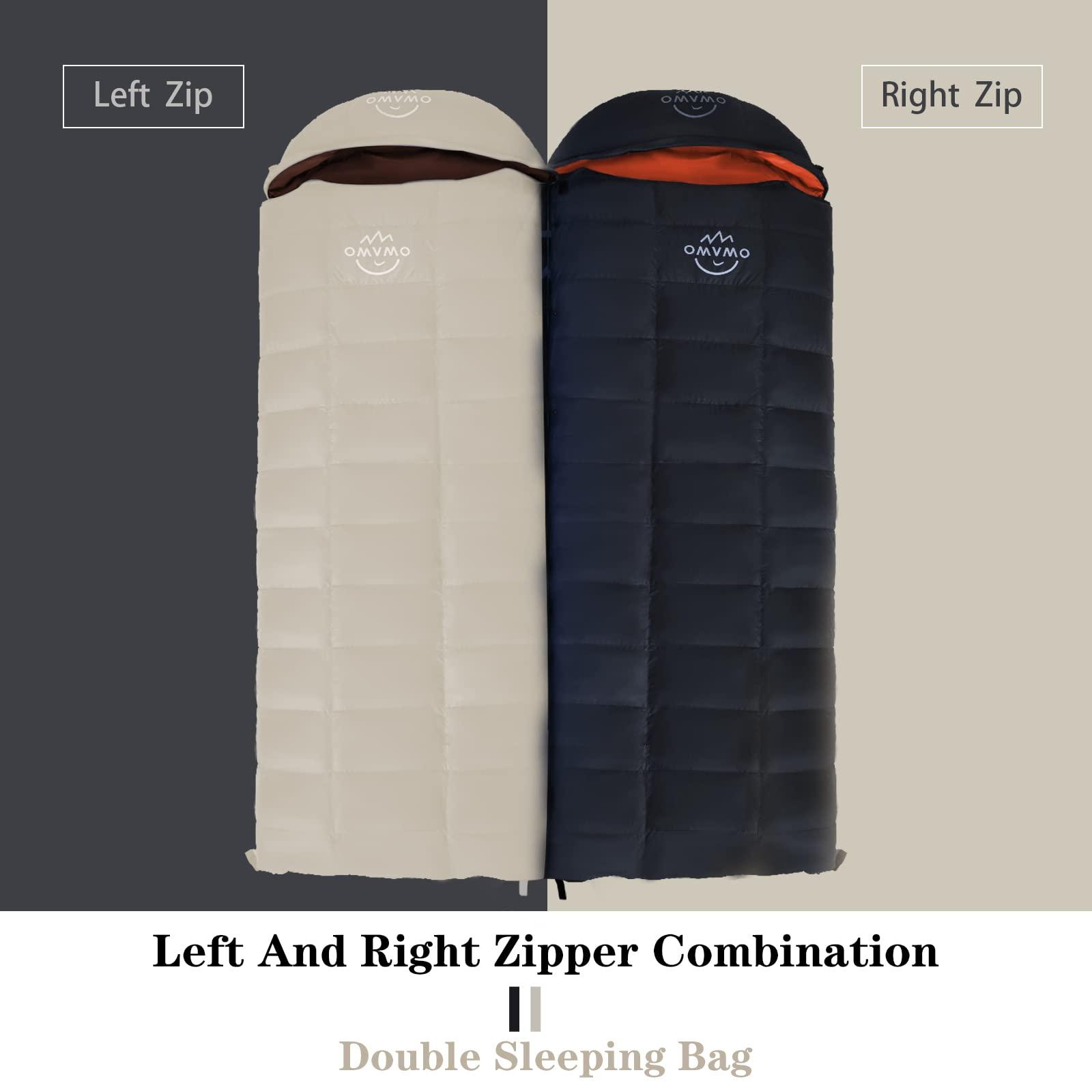 OMVMO -10°F 0°F Goose Down Sleeping Bag for Adults,800 Fill Power,Ultralight Wearable 4 Season Cold Weather Rectangle Sleeping Bag for Camping Hiking,Can be Used as a Down Blanket or Cloak - Image 5