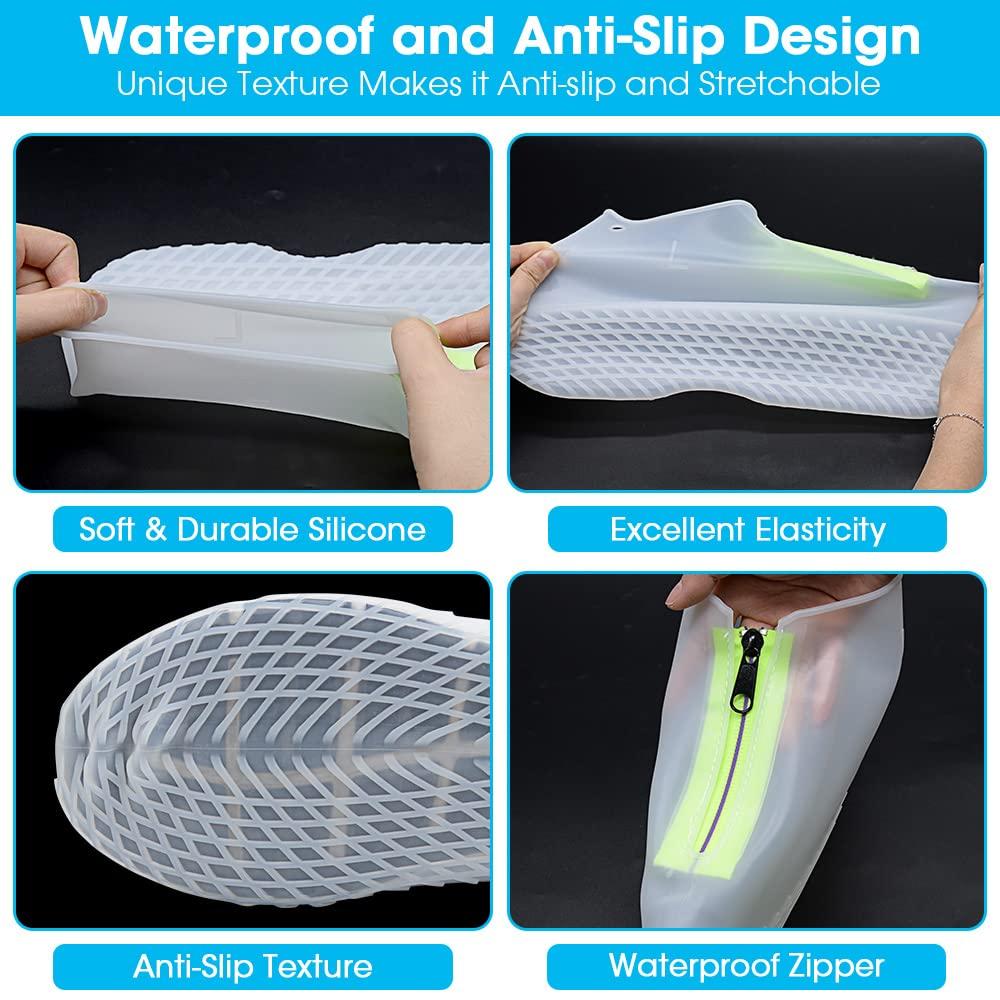 Silicone Shoe Cover Waterproof, Reusable Boot Shoes Covers with Zipper,Non Slip Rain Snow Bowling Travel Indoor Outdoor Overshoe Rubber Protectors for Men Women Kids Protection Galoshes-1 Pair - Image 5