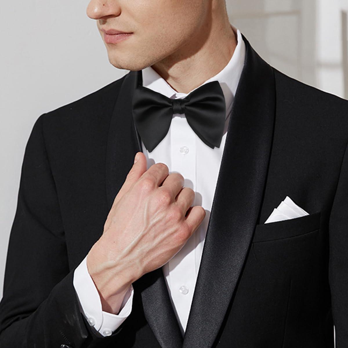 Alizeal Velvet Pre-tied Adjustable Bow Tie for Men Oversize Formal Solid Tuxedo Bowtie - Image 2
