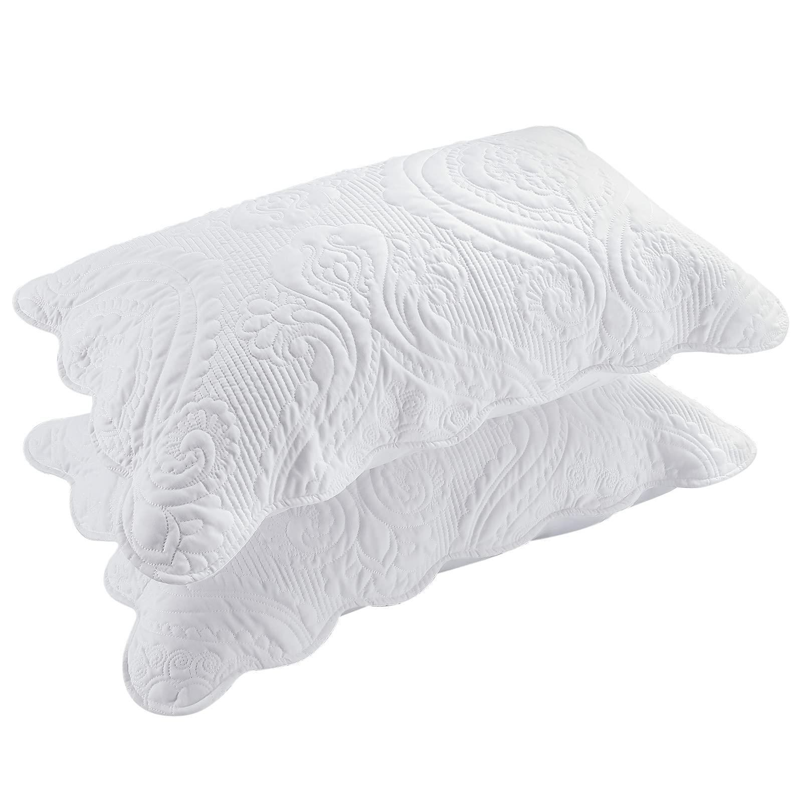 BOSOWOS Quilted Pillow Shams Set of 2, Decorative Microfiber Queen Bed Pillow Shams, Soft Breathable Pillow Covers with Envelope Closure (White, 2Pcs:20 x 30inch) - Image 9
