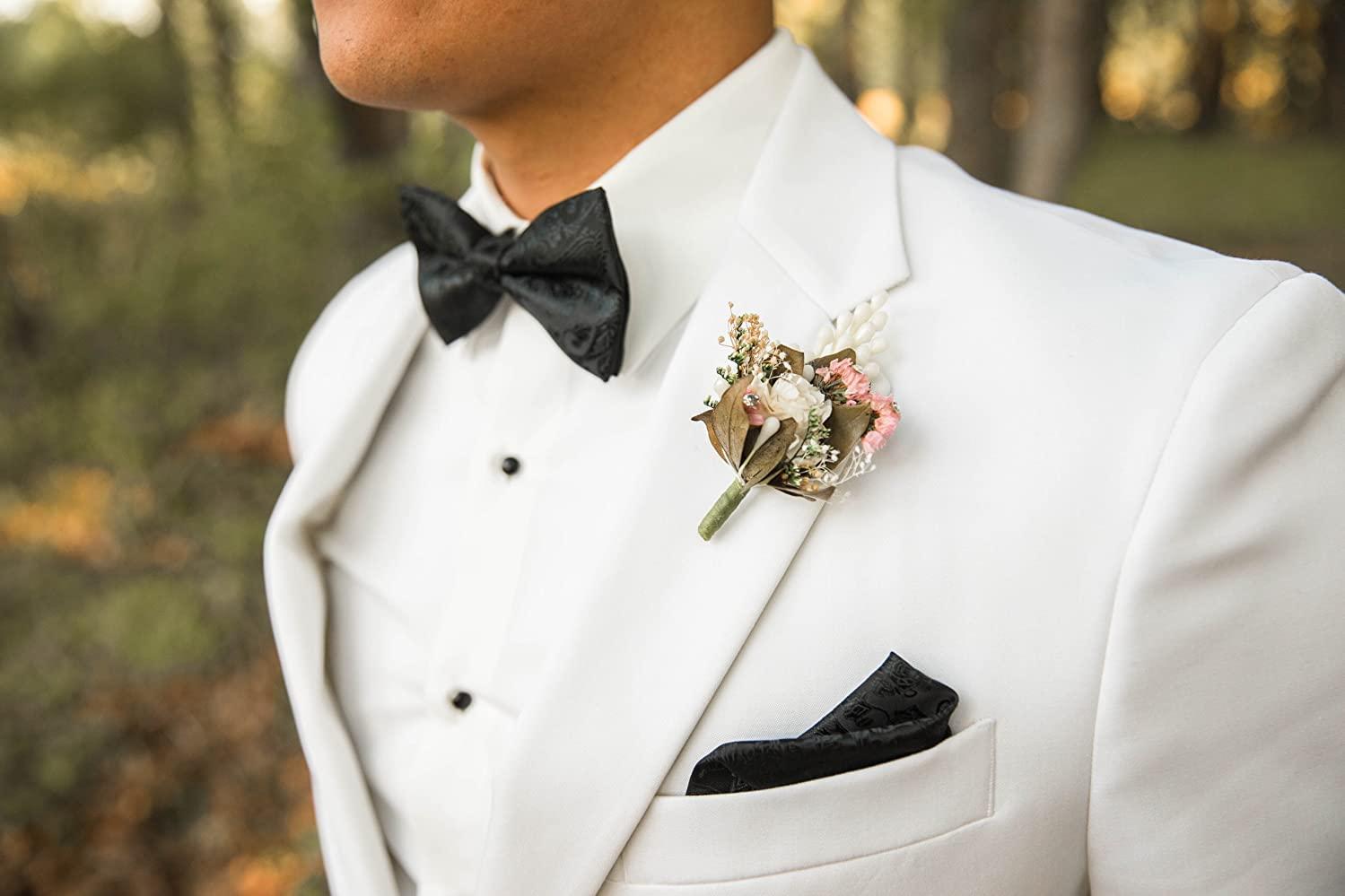Alizeal Mens Paisley Bow Tie, Pocket Square, Cufflinks Set - Image 4