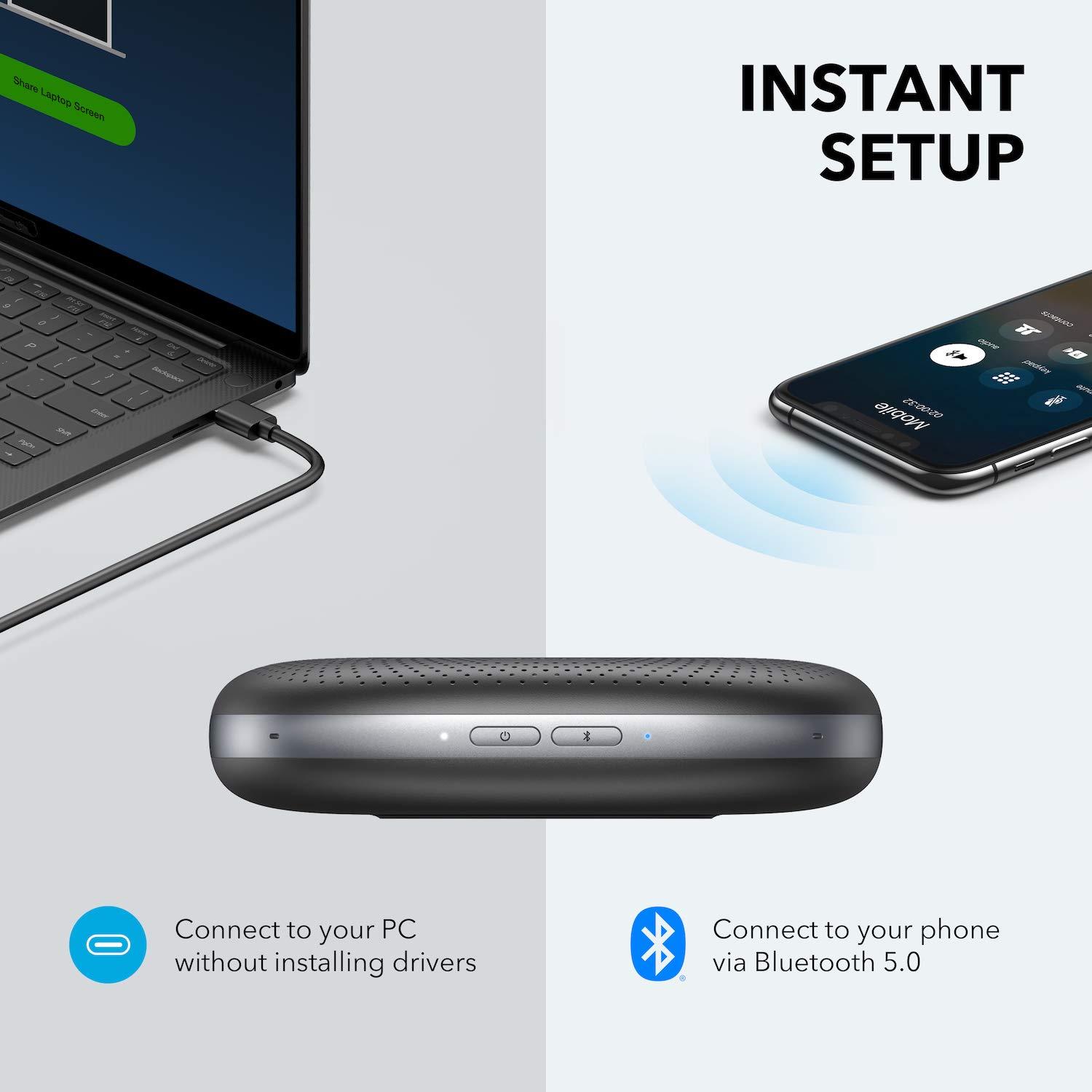 Anker PowerConf Speakerphone, Zoom Certified Conference Speaker with 6 Mics, 360° Enhanced Voice Pickup, 24H Call Time, Bluetooth 5.3, USB C, Compatible with Leading Platforms for Personal Workspaces - Image 4