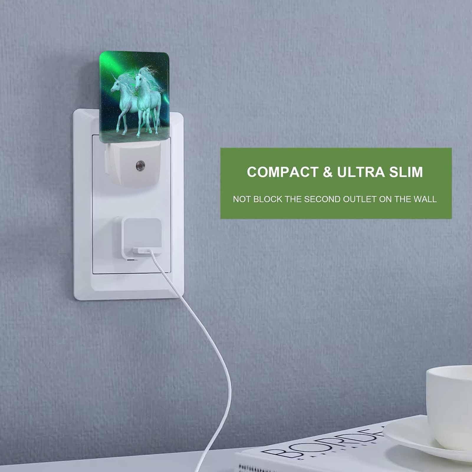 Chrobak LED Night Light,Northern Lights White Unicorns LED Night Light Plug into Wall with Dusk to Dawn Light Sensor White Energy Efficient Nightlight for Bedroom Bathroom Hallway Living Room Kitchen - Image 3