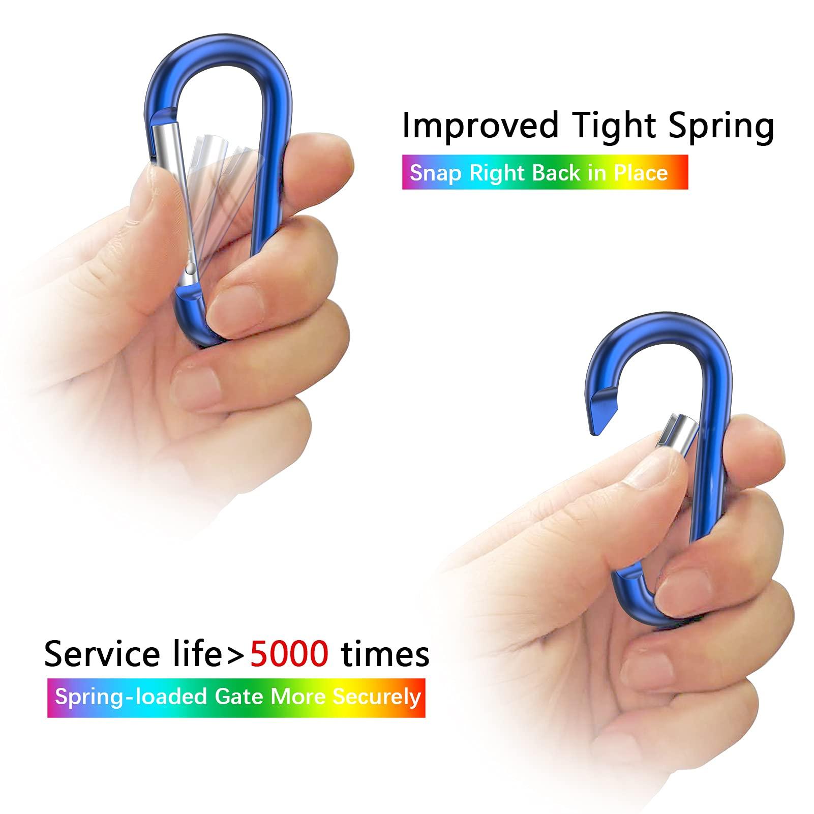 sprookber 3" Aluminum Carabiner D Ring, Caribeener Clips, Spring Snap Hook for Keychain Clip, Set of 10 - Image 3