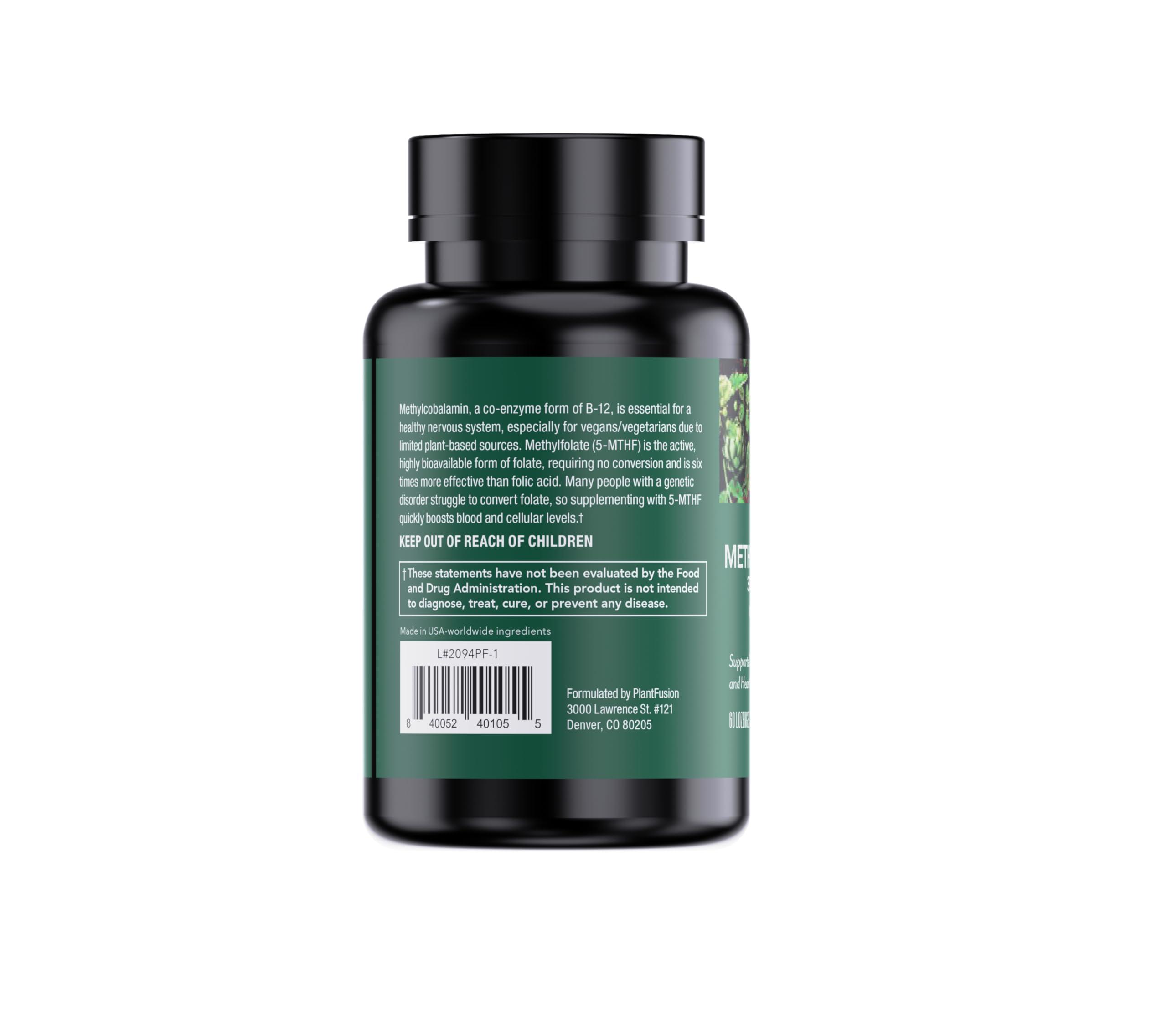 PlantFusion Methylated Vitamin B Complex – Vegan B12 3000mcg, Vegan Methylfolate (5-MTHF) 400mcg, B6 & TMG – Cherry-Flavored Lozenges – 60 Count - Image 6