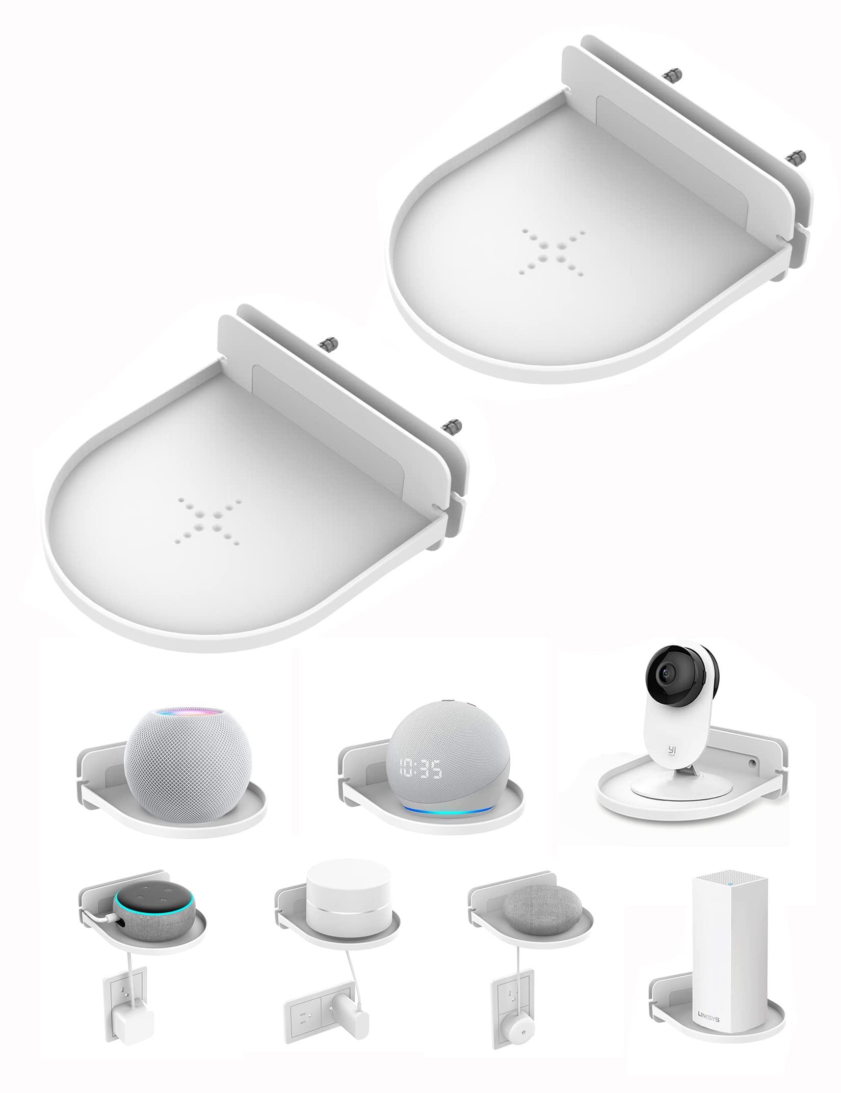ZZHDESBY Universal Wall Mount Holder for Smart Speaker Small Shelf Stand Compatible with Google Home Mini/Home pod Mini/Google WiFi/Nest WiFi/eero 6 mesh WiFi System/Security Camera (White)