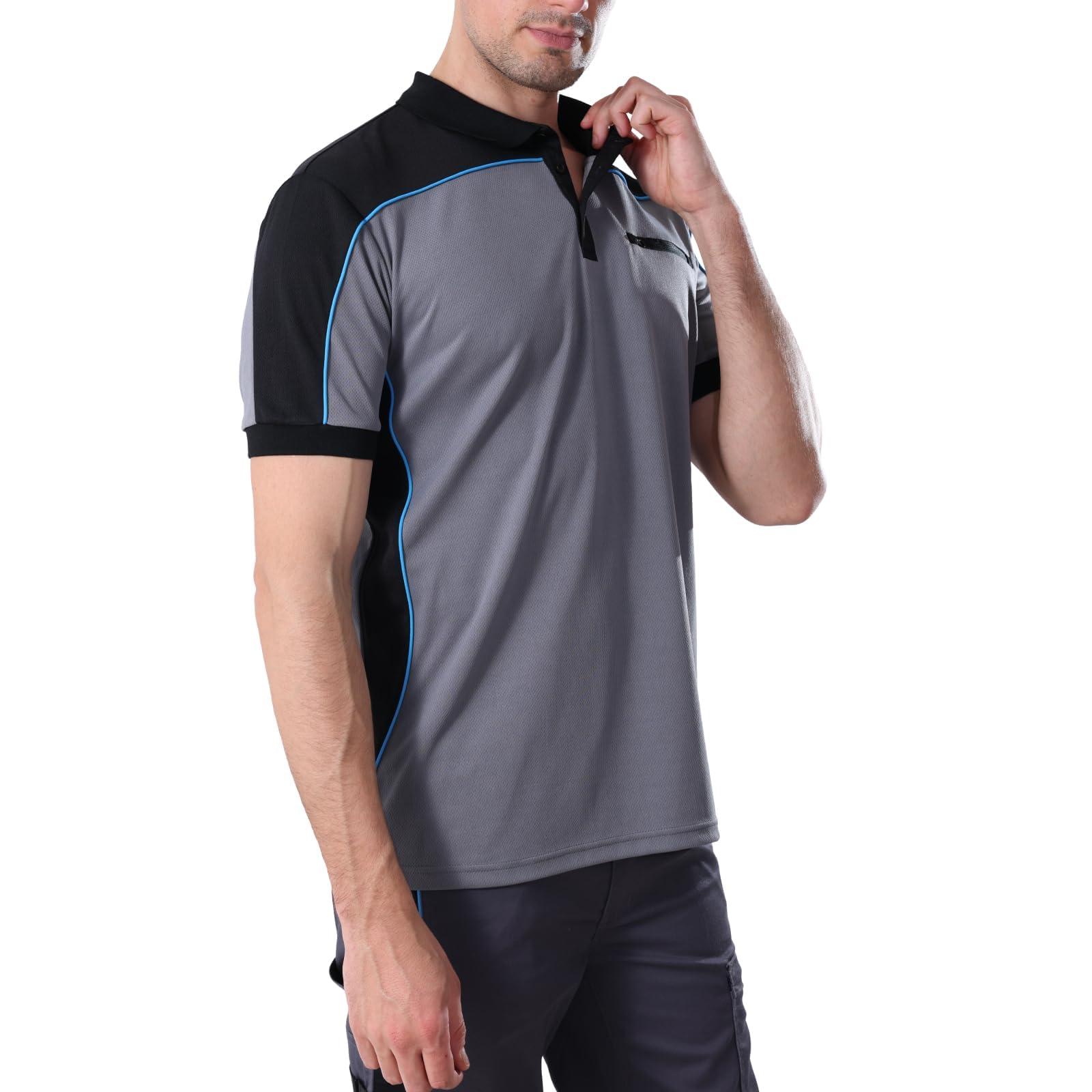 WORK IDEA Men's Polo Shirt Short Sleeve Breathable Work Shirts Golf Polo Tennis T-Shirt Tops - Image 3