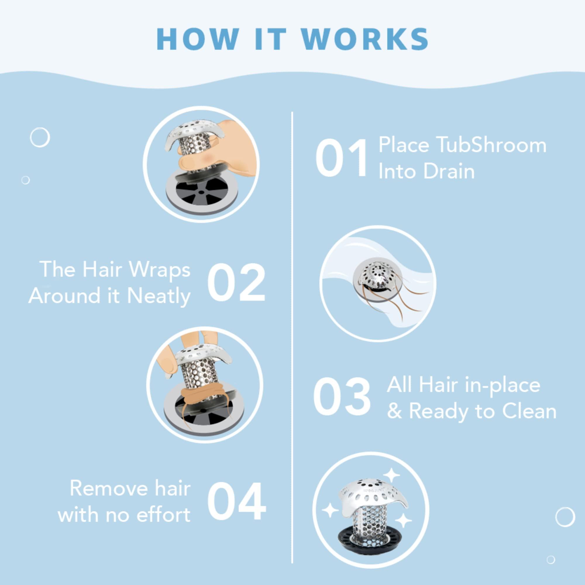 TubShroom Ultra Revolutionary Bath Tub Drain Protector Hair Catcher/Strainer/Snare, Stainless Steel, Stainless Combo - Image 8