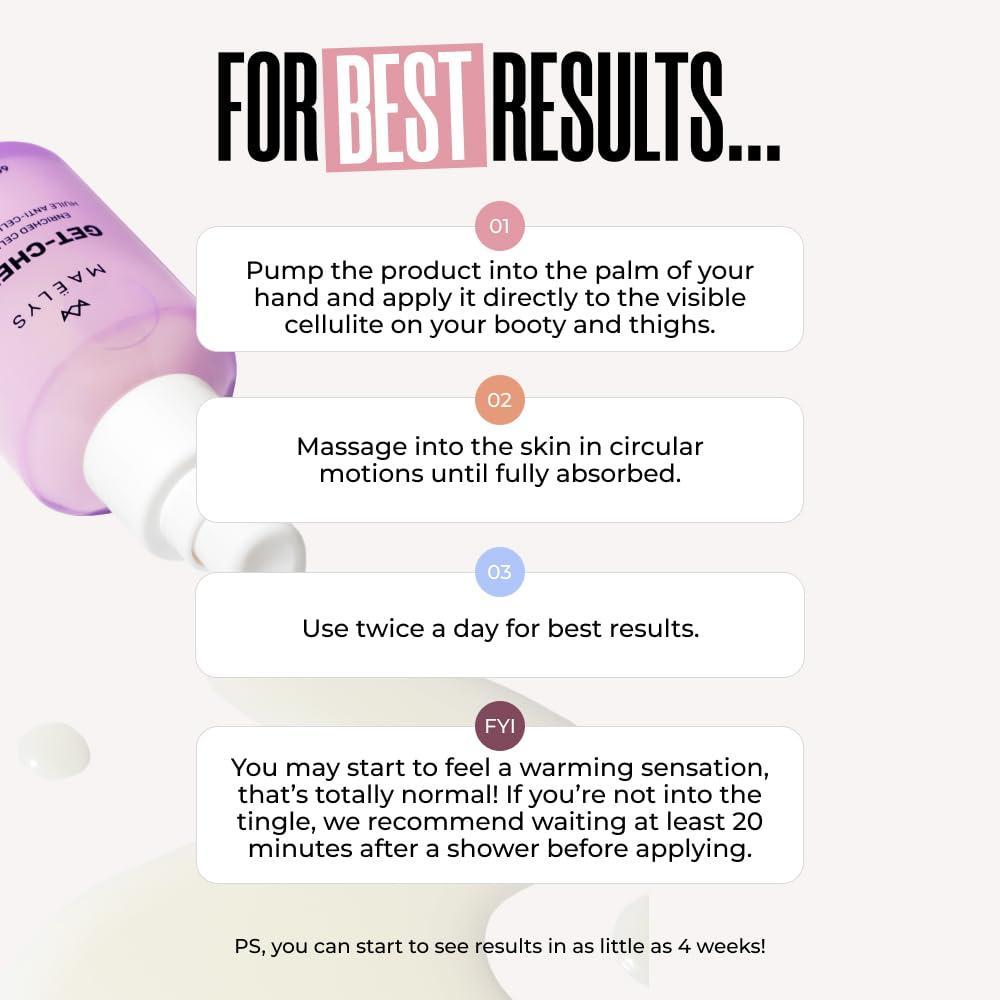 MAËLYS Cosmetics GET-CHEEKY Enriched Cellulite Oil - Shea Butter & Vitamin E Target the Look of Fatty Skin & Reduce The Appearance Of Cellulite - Image 5