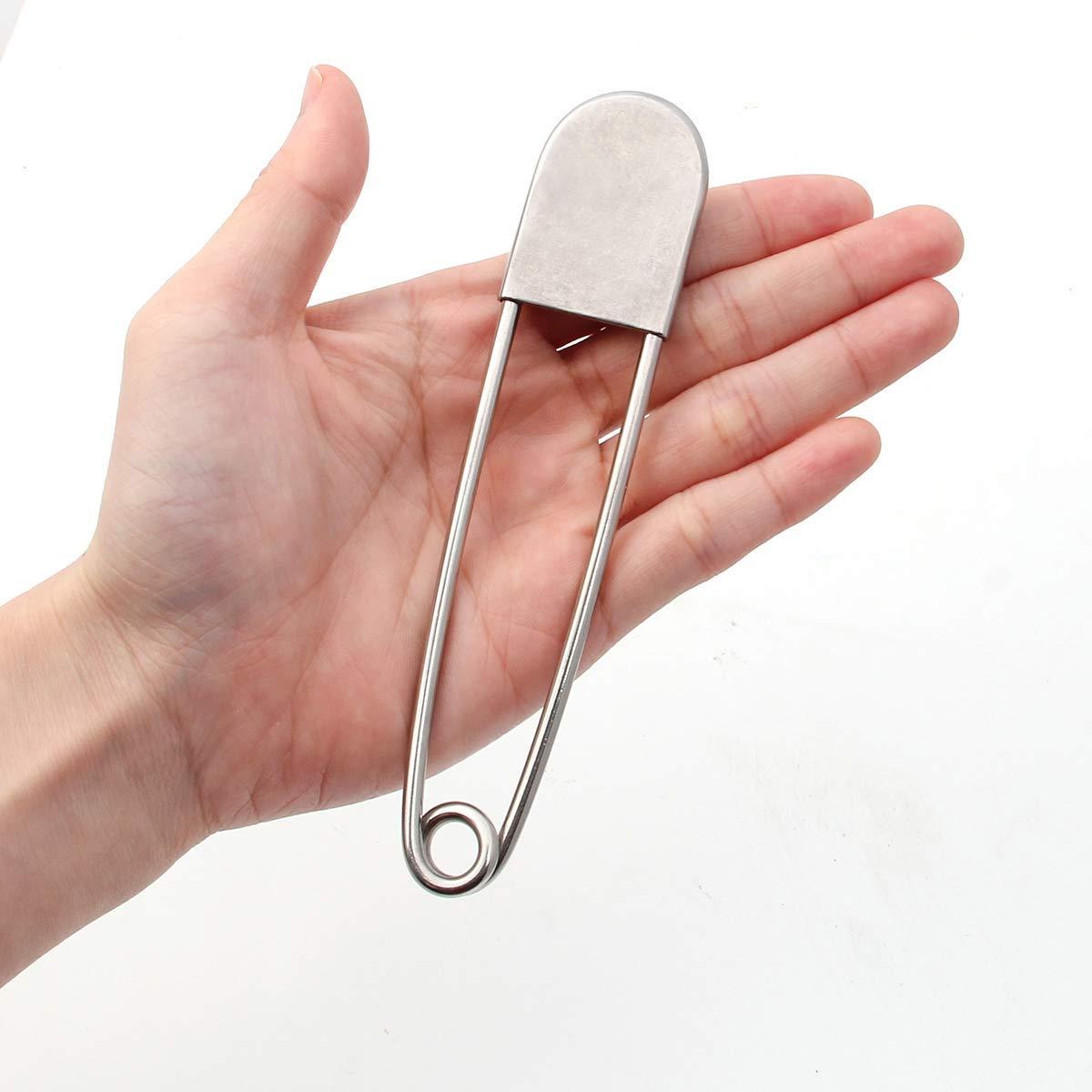 Coitak Large Safety Pins, 5 inch Safety Pins, 10 PCS Stainless Steel Safety Pins Large, Silver Huge Strong XL Safety Pins, Extra Large Laundry Pins for Blankets - Image 4