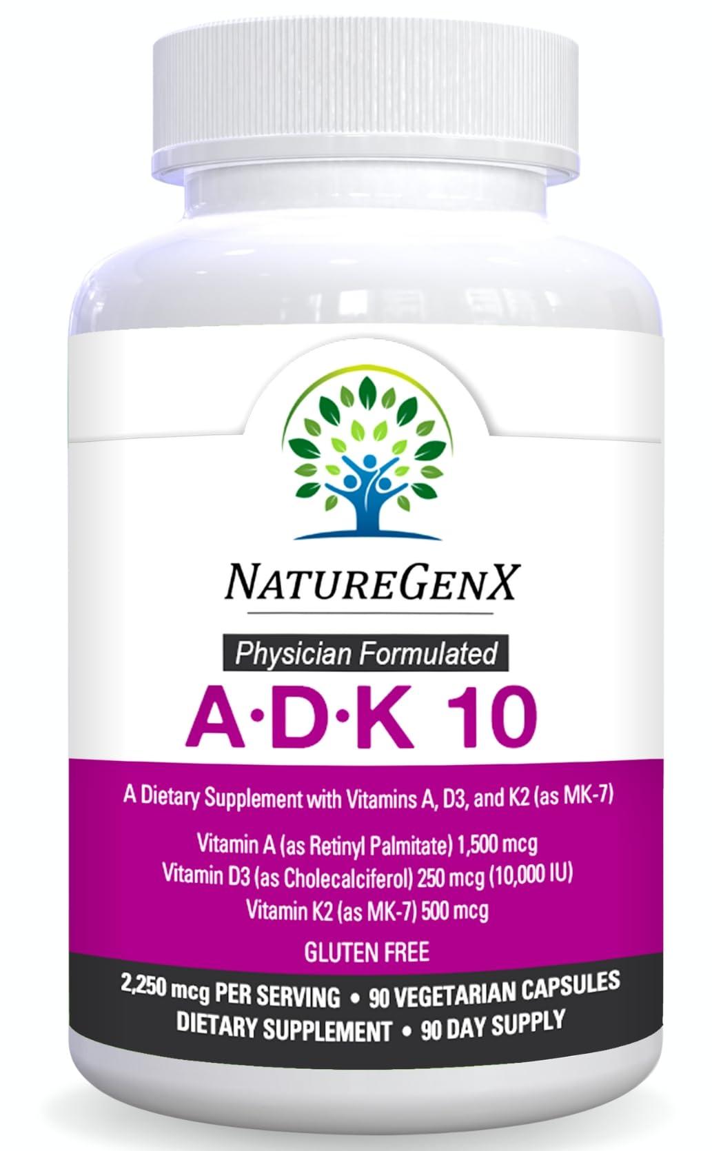 NatureGenX ADK 10 Supplement - Potent A, K2 & D3 Vitamin Supplement 10000 IU for Bone, Heart & Immune Support - 90 Count Easy-to-Swallow Vitamin ADK Supplement Capsules (3 Month Supply) - Image 9