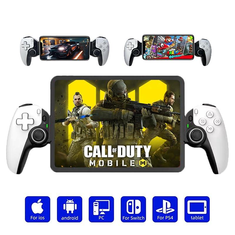 MAGIC BLOCK Mobile Game Controller for iPhone/iPad/Android/Tablet/Switch/PS4/PC, Wireless Game Controller, Support Streaming/Cloud Gaming, Hall-Rocker, 6-Axis Gyro Sensor(White)