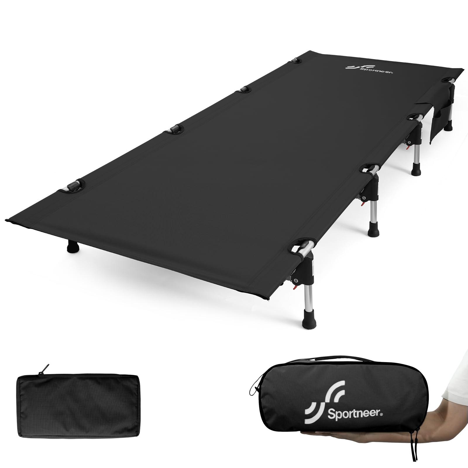 Sportneer Camping Cot, Folding Cots Lever Lock Portable Lightweight Sleeping Camping Bed for Adults Outdoor Travel Backpacking Camp Hiking Supports 330lbs