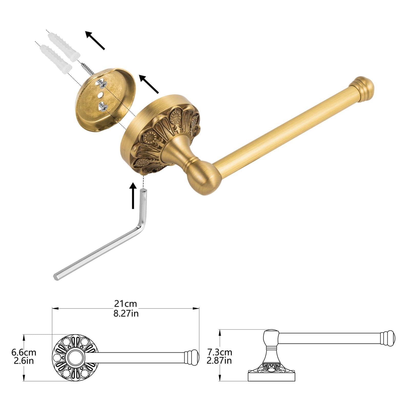 Lucyound Antique Brass Toilet Paper Holder, Bathroom Tissue Roll Holder Wall Mount, Vintage Gold Decorative Bathroom Accessories, Petal-Relief Series - Image 3