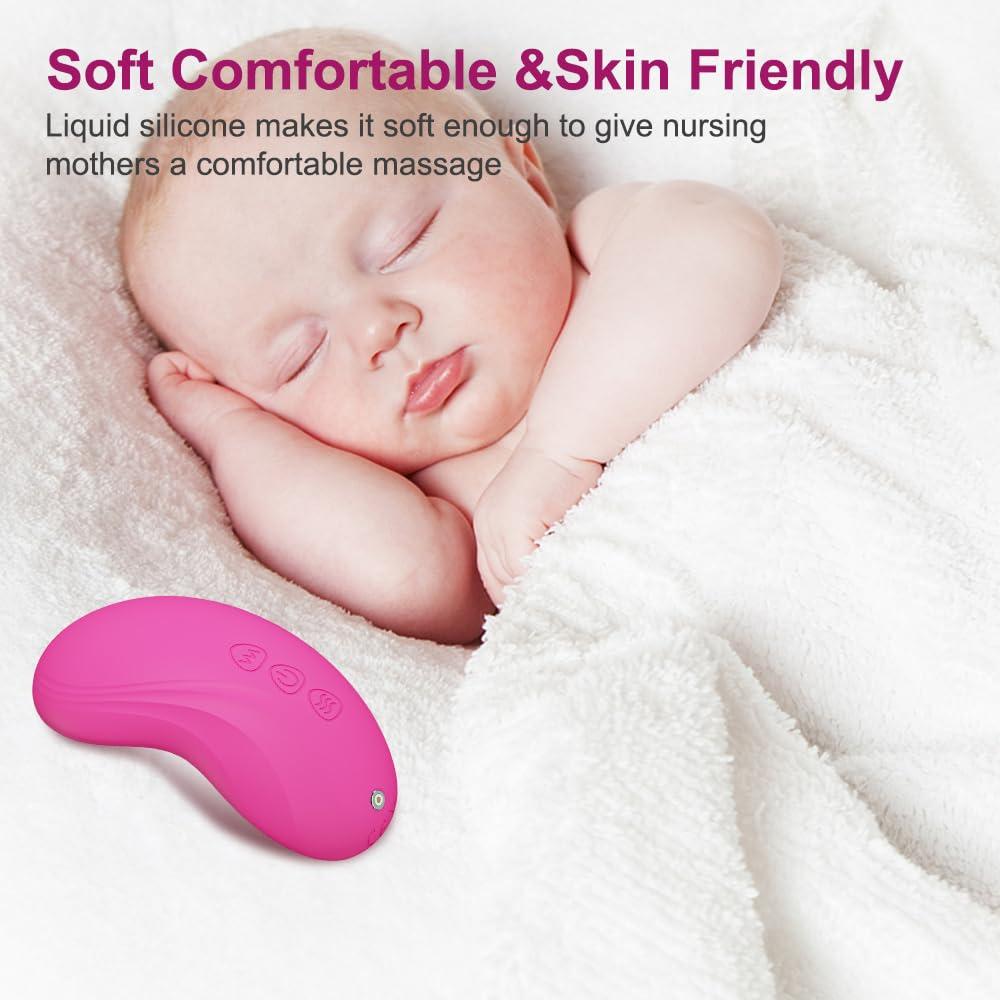 DrBash 2-in-1 Lactation Massager – Soft Breast Massager for Breastfeeding, Heat + Vibration for Milk Flow, Engorgement & Clogged Duct Relief – Apps Controlled (Pink) - Image 4