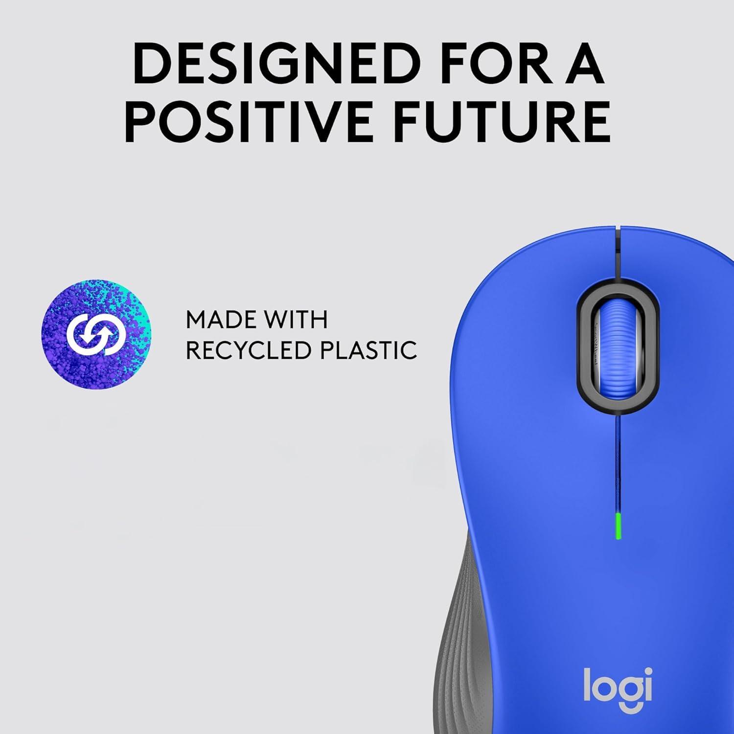 Logitech - Signature M550 L Full Size Bluetooth Ambidextrous Mouse with Silent Clicks - Wireless - Blue (Renewed) - Image 4