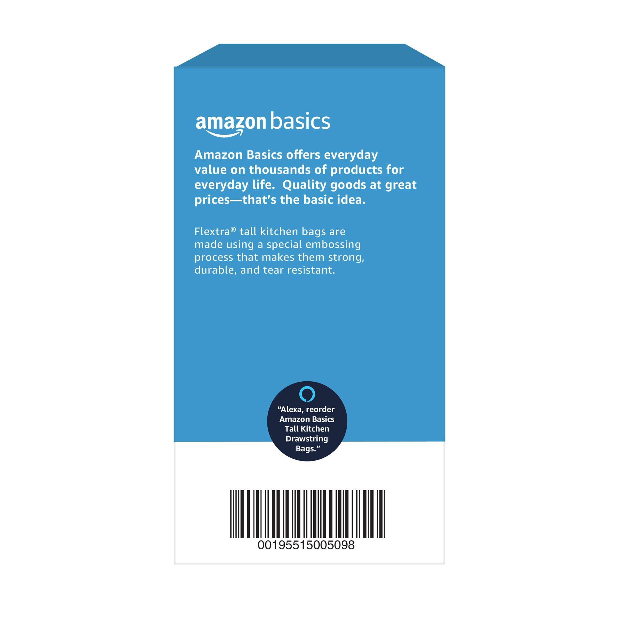 Amazon Basics Flextra Tall Kitchen Drawstring Trash Bags, 13 Gallon, Unscented, 50 Count - Image 6