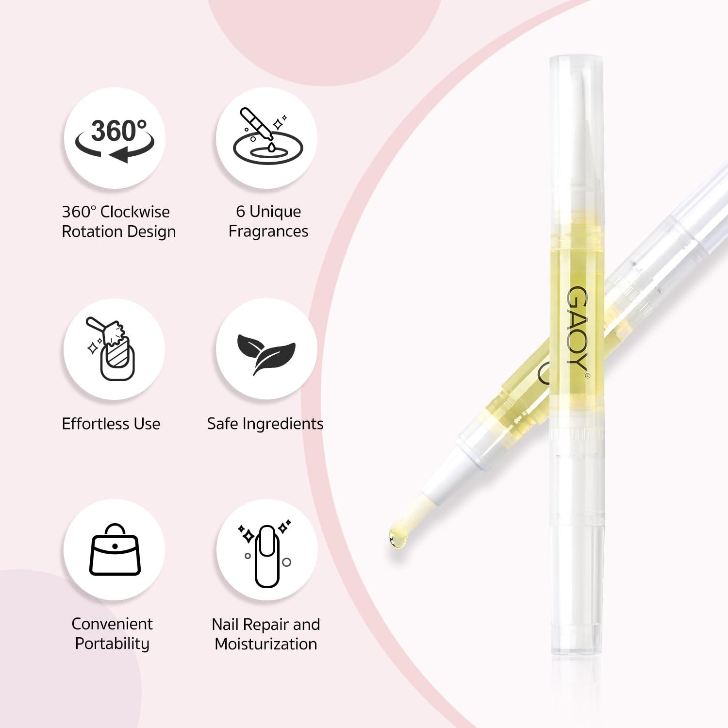 GAOY Cuticle Oil Pen Set, 6Pcs Manicure & Pedicure Accessories with Vitamin E for Nourished and Revitalized Nails, Professional Nail Growth Treatment & Repair Kit - Image 3