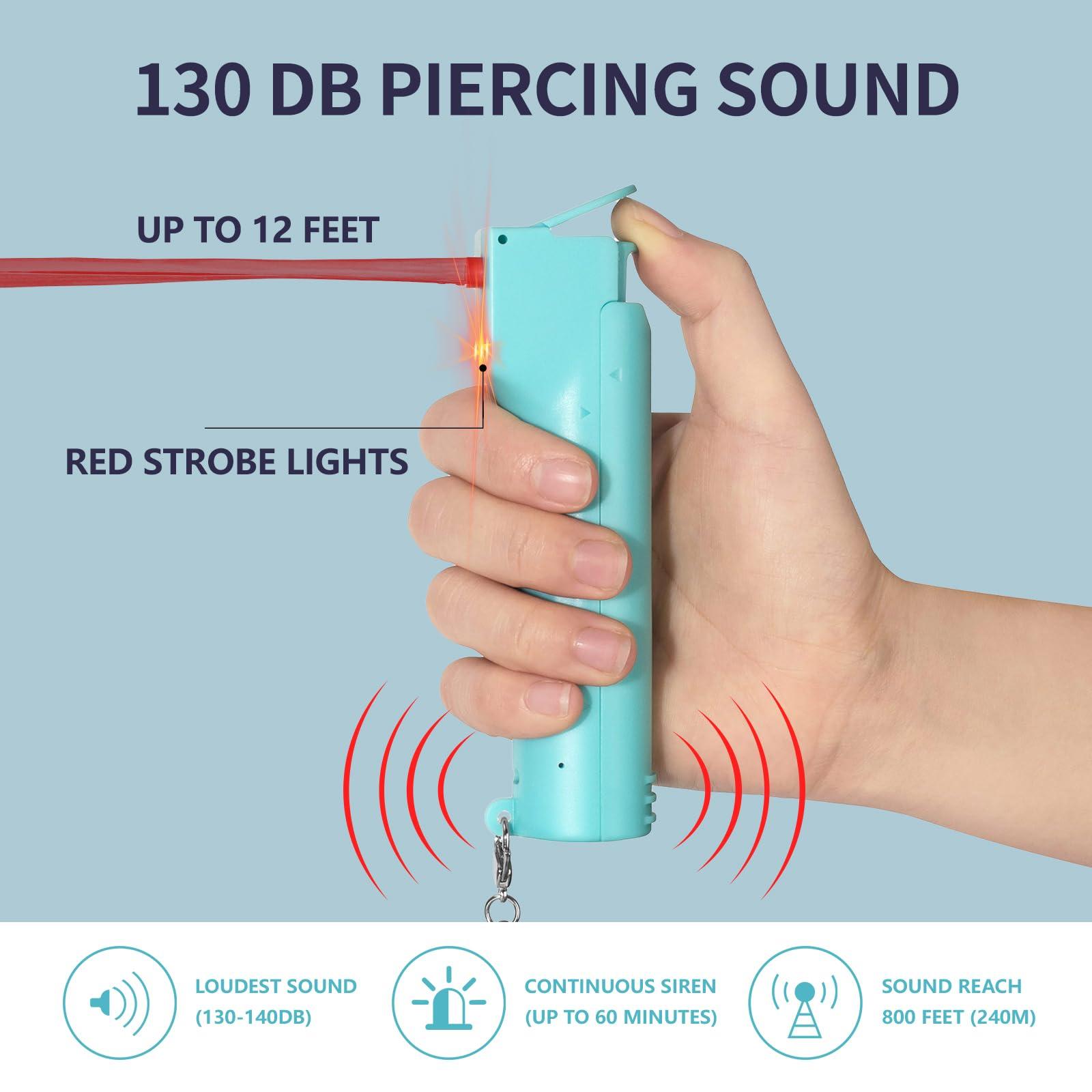 Self Defence Personal Alarm Set 3-in-1 for Women,pepper gel bottle with 130 dB Siren & Strobe Lights,UV Marking Dye & Flip-top Safety Cap protect for lady keychain set,USB charge (Green) - Image 2