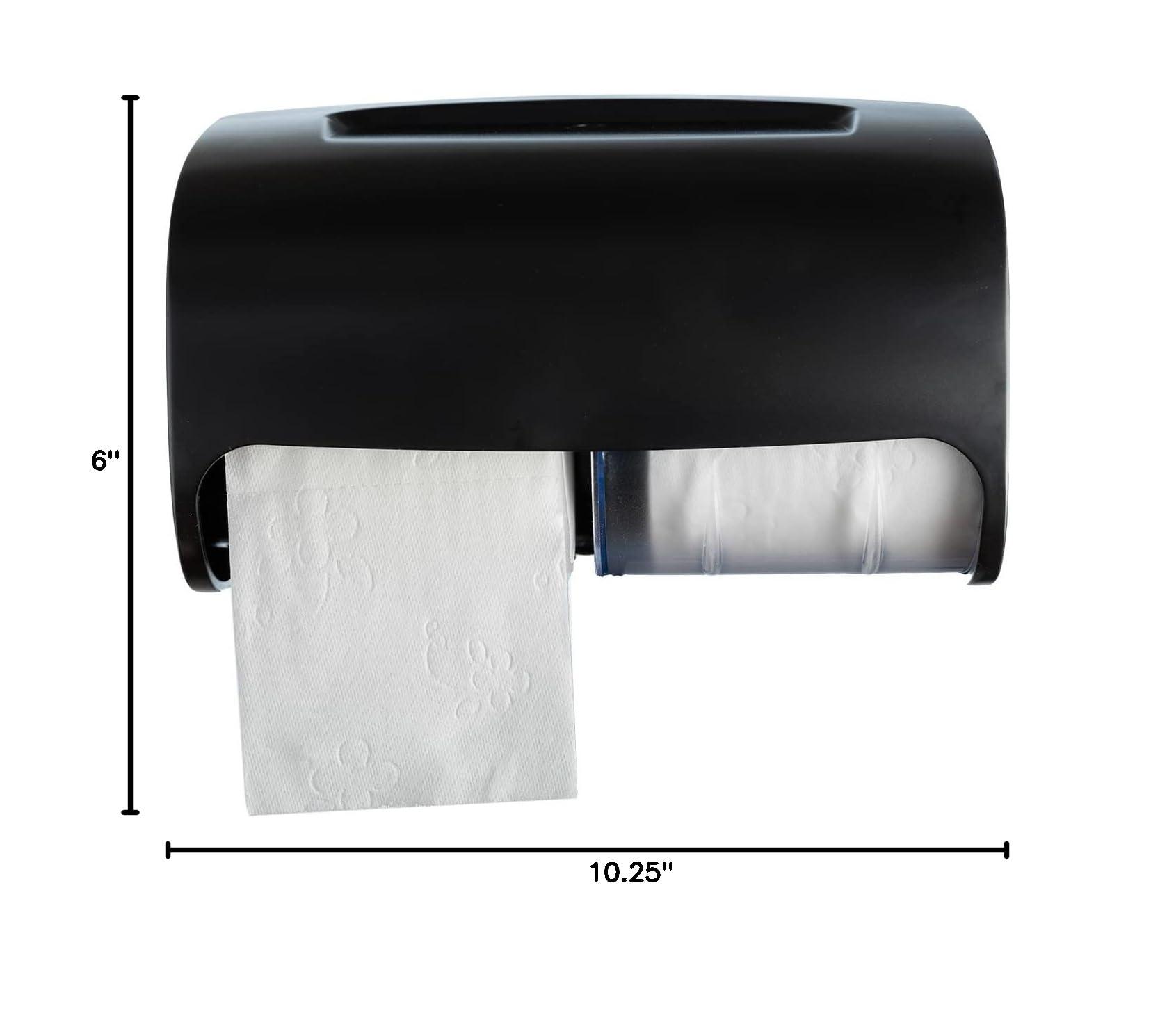 Commercial Toilet Paper Dispenser Wall Mount, Double (2 Roll) Locking Toilet Paper Holder (Black), Compact Two Roll, Side by Side Design Tissue Paper Dispenser (Dispensador de Papel Higienico Doble) - Image 2
