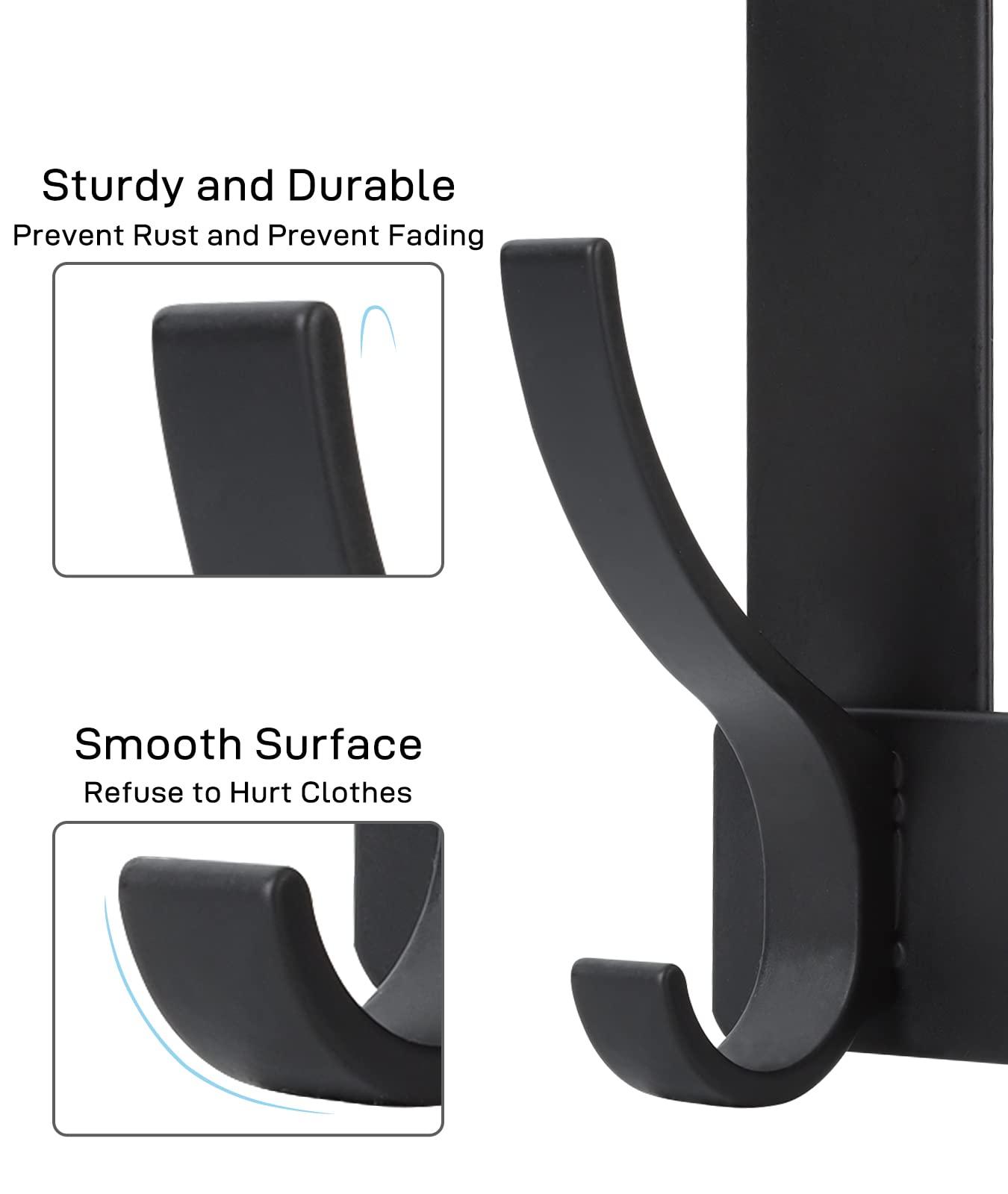 Optish Over The Door Hooks, Door Hanger Hooks for Hanging, Over The Doors Towel Racks for Bathroom with 12 Coat Hook, Coat Rack Dorm Essentials Bathroom Accessories（1 Pack, Black） - Image 6