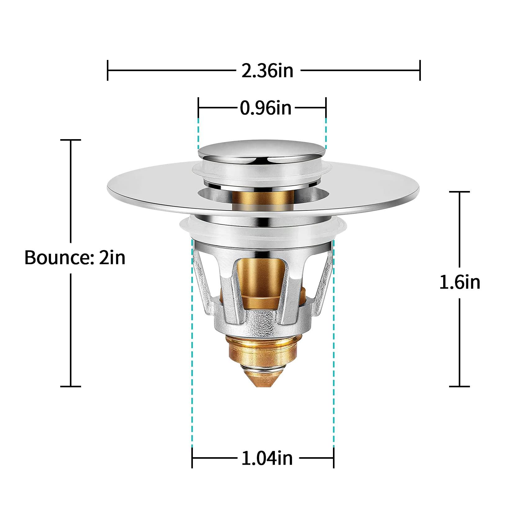 Sink Stopper, Bathroom Sink Drain Strainer with Hair Catcher, for 1.04’’~1.97’’ Drain Hole, Brass Universal Drain Cover, Pop Up Basin Plug - Image 2