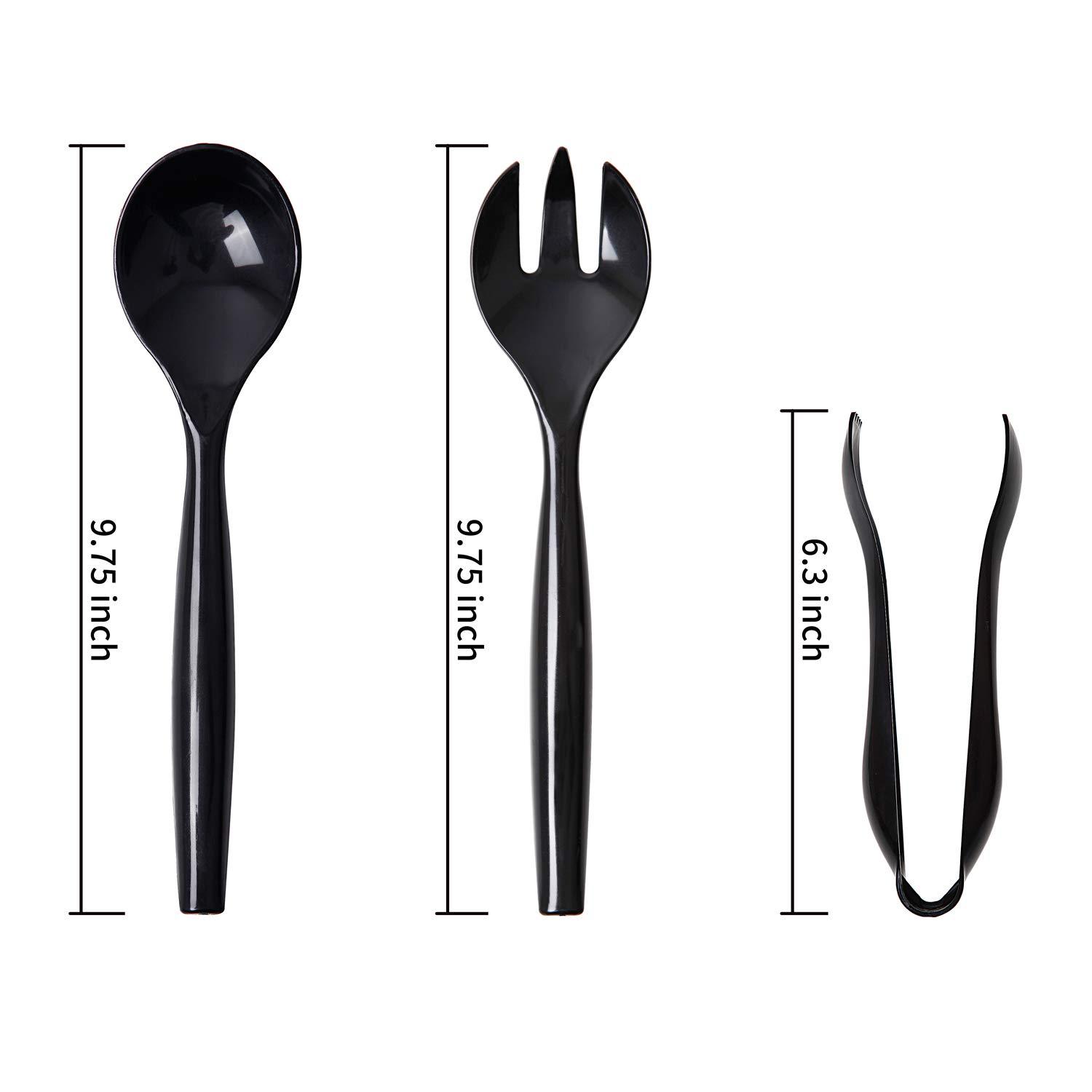 Supernal 72pcs Plastic Serving Utensils Heavy Duty Disposable Serving Tongs Black Disposable Serving Set 10" Spoons 10" Forks 6" Tongs Each 24pcs - Image 3