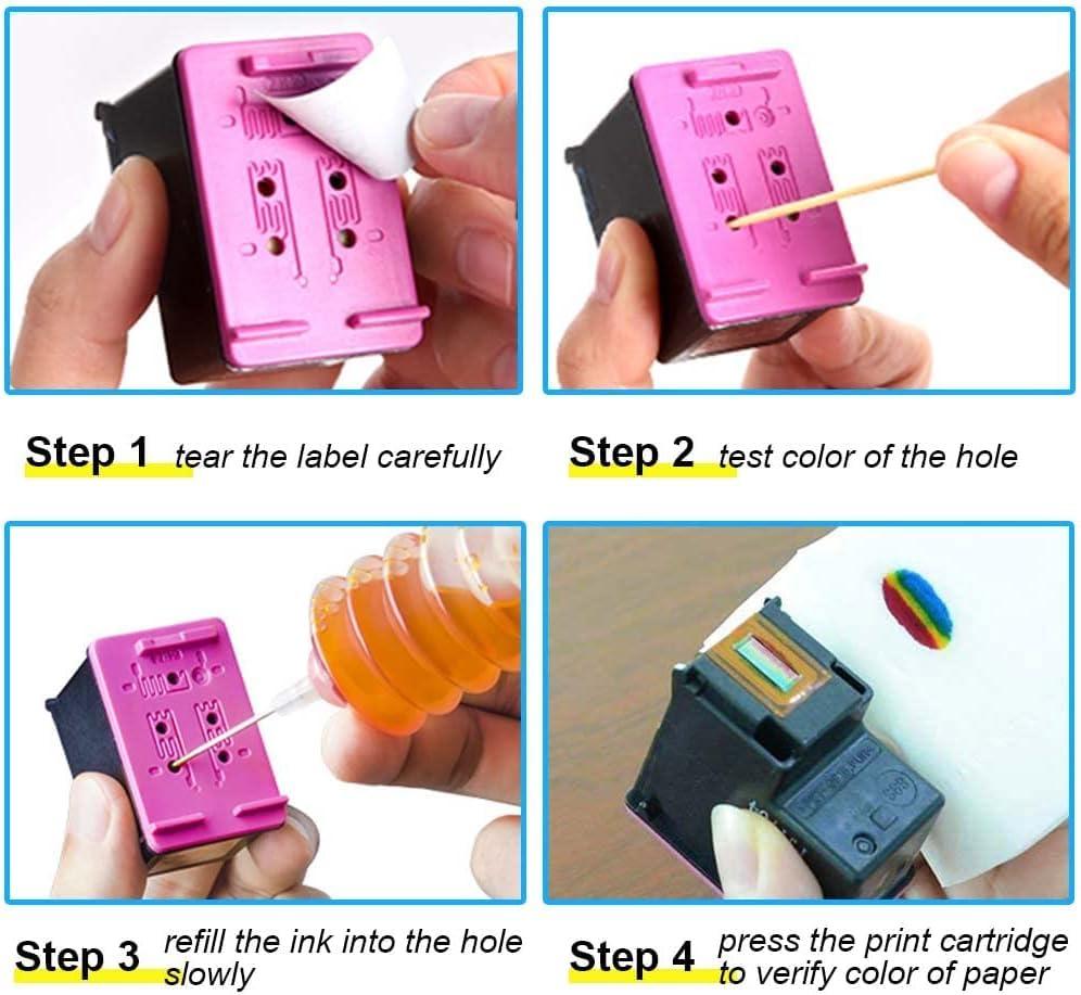 Universal Dye Ink Refill Kit for HP Canon Brother Lexmark Samsung Dell Kodak Inkjet Printers 6 Color Set 6pcs(BK+CMY+LC+LM) Compatible Cartridges Refillable Cartridge CISS CIS System with 4 Syringes - Image 7