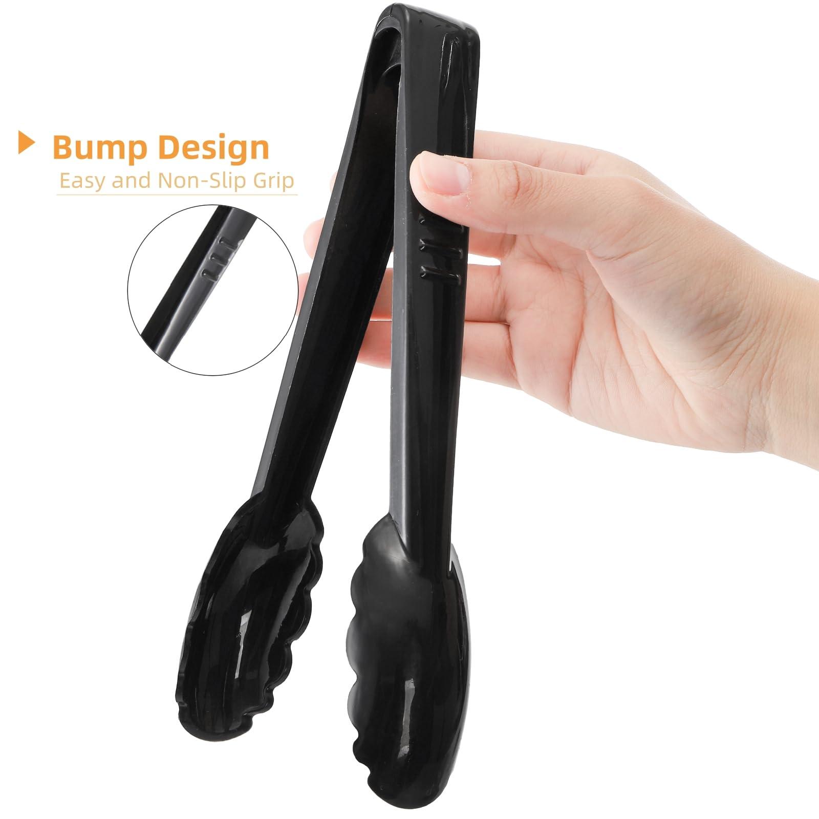 YIMITEE 40 Pack Plastic Tongs for Serving, 9" Disposable Buffet Tong, Heavy Duty Scalloped Serving Utensil Tongs, Bulk Charcuterie Accessories for Party Events Catering Kitchen BBQ Ice Salad, Black - Image 4