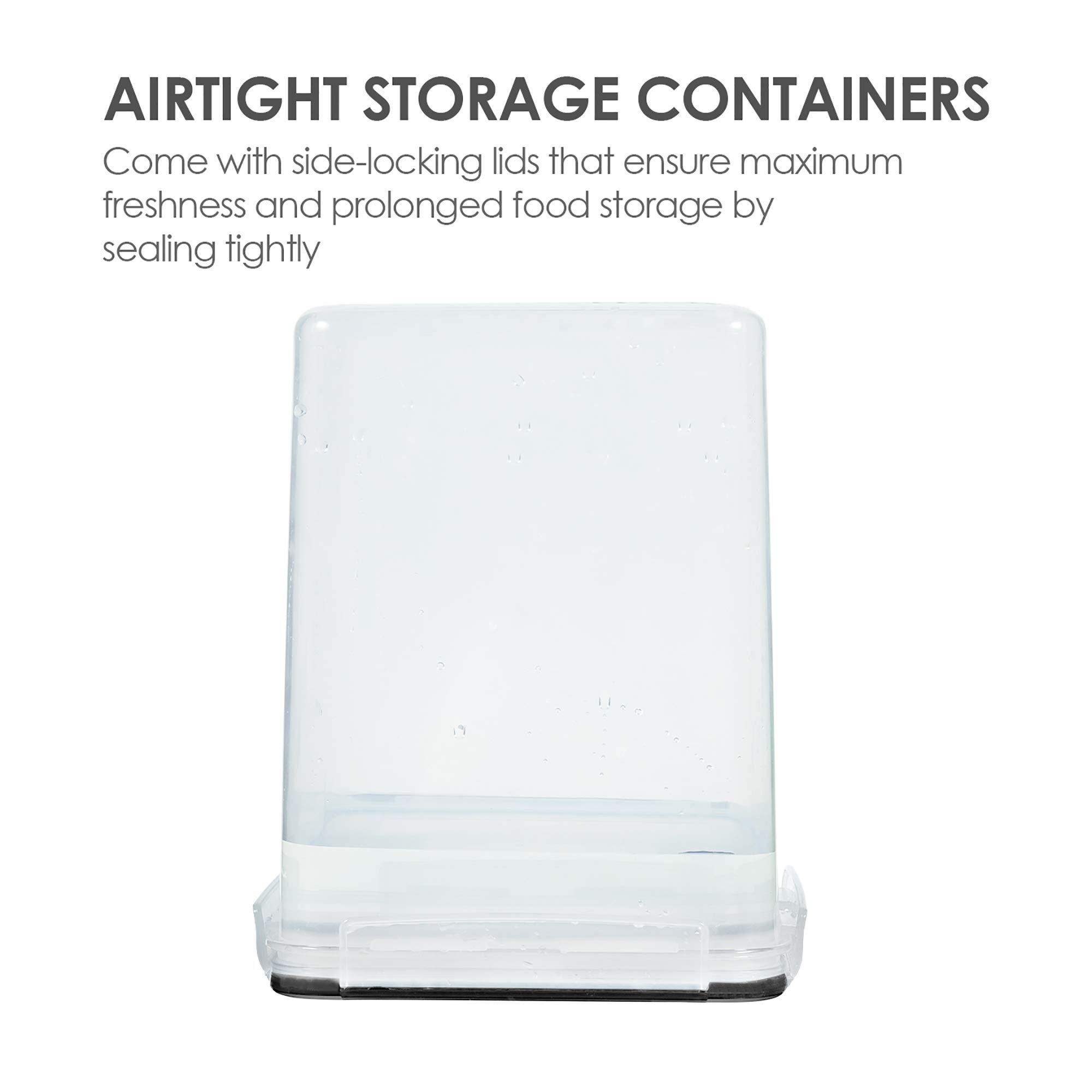 Vtopmart 4 PCS Large Food Storage Containers 5.2L / 175oz, 4 Pieces BPA Free Plastic Airtight Canisters for Flour, Sugar, Baking Supplies, Rice with Lids, 4 Measuring Cups and 24 Labels, Black - Image 5