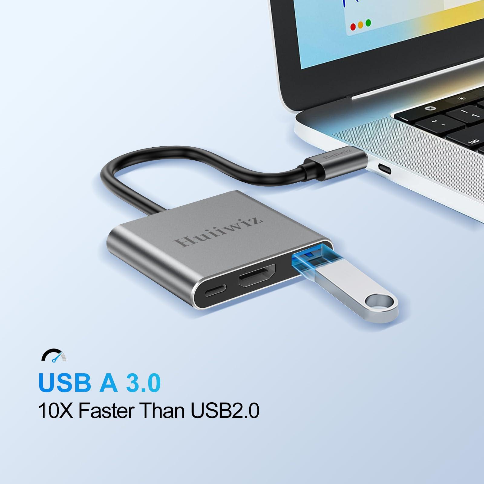 Huiiwiz USB C to HDMI Adapter for iPhone MacBook Mac iPad Switch, USBC HDMI Adapter with Multiport to TV Monitor Projector(4K, USB3.0, PD 100W) - Image 4