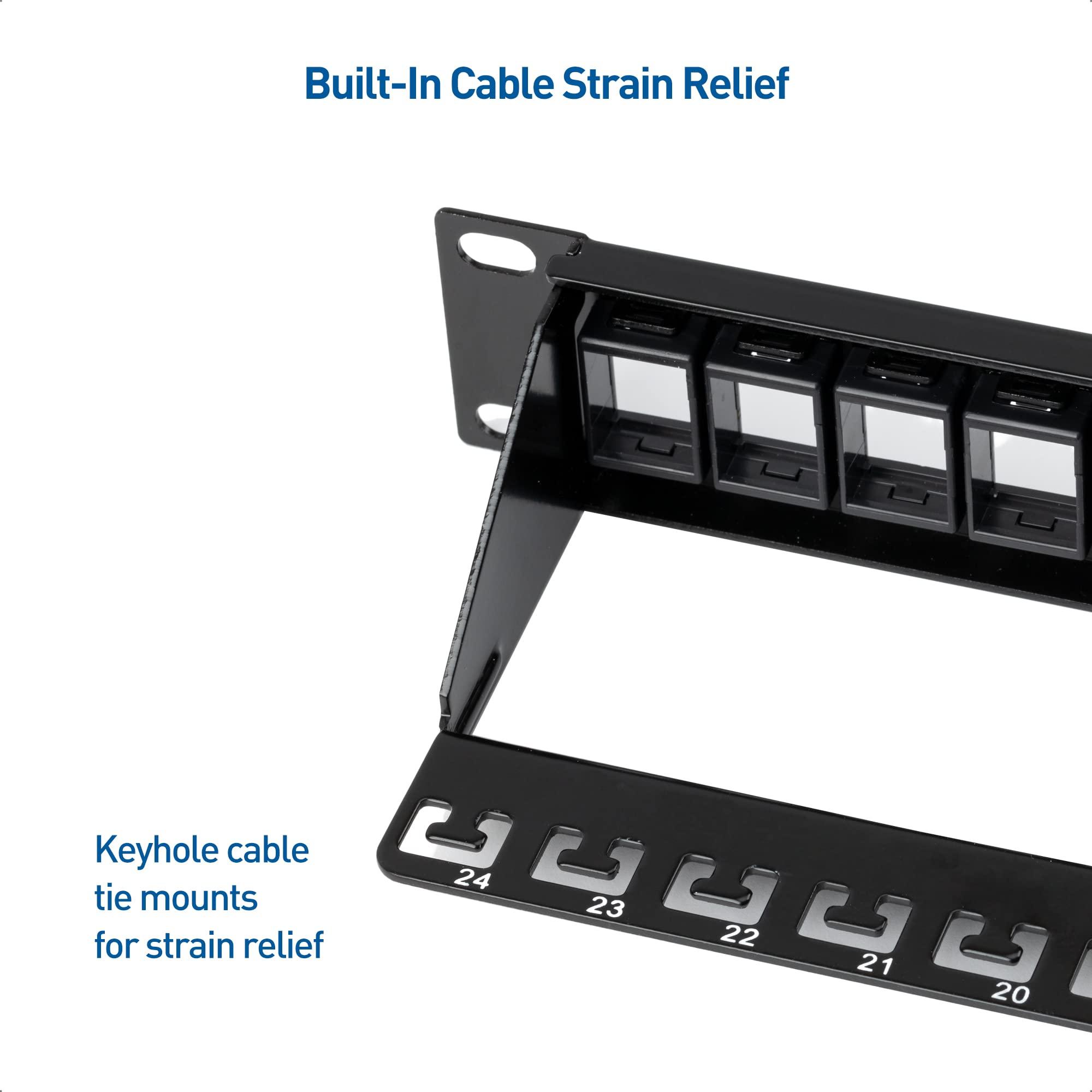 Cable Matters Rackmount or Wall Mount 1U 24 Port Keystone Patch Panel with Cable Management and Support Bar, 19-inch Blank Patch Panel for Keystone Jacks - Image 5