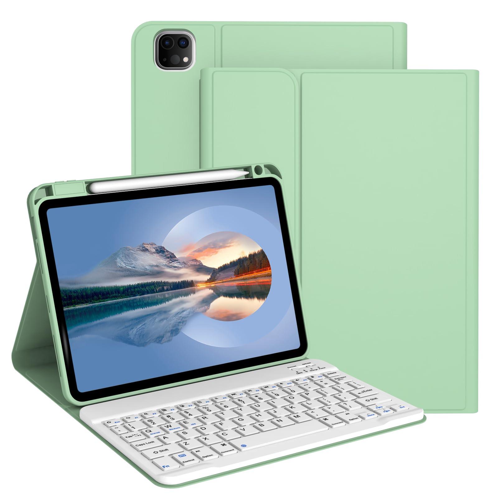 Divufus Keyboard Case for iPad Pro 13 Inch (M4) 2024 [Magnetic Detachable Wireless Keyboard][Support 3 System] Flip Stand Case with Pencil Holder for iPad 13” Pro 2024 (M4), Light Green