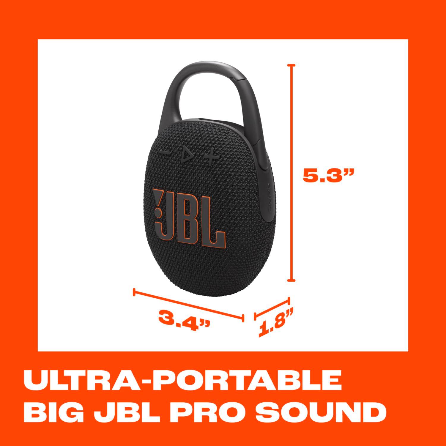 JBL Clip 5 - Ultra-Portable, Waterproof & Dustproof Bluetooth Speaker, Big Pro Sound with Punchy bass, Integrated Carabiner, Up to 12 Hours of Play, Made in Part with Recycled Materials (Black) - Image 5
