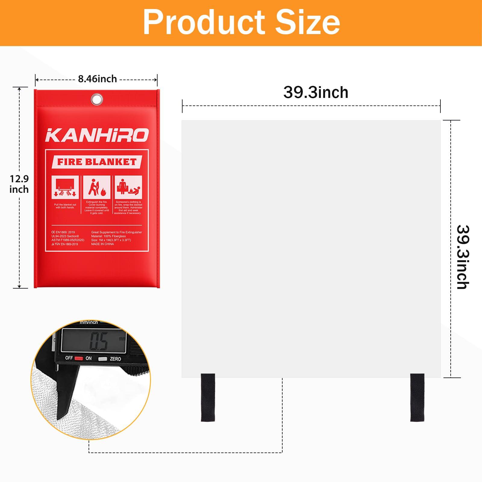 Emergency Fire Blanket for Home Kitchen - KANHIRO Fiberglass Fire Suppression Blanket Great for School, Fireplace, Grill, Car, Office, Warehouse (4 Pack, 39 in X 39 in) - Image 2