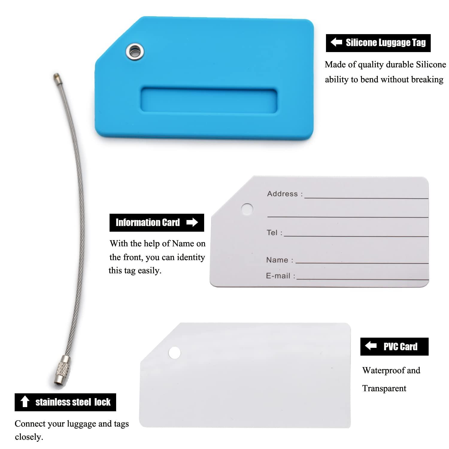 7 Pack Silicone Luggage Tag Baggage Handbag Travel Suitcase Tags with Name ID Card Perfect to Quickly Spot Luggage Suitcase (Multicolor - Image 4