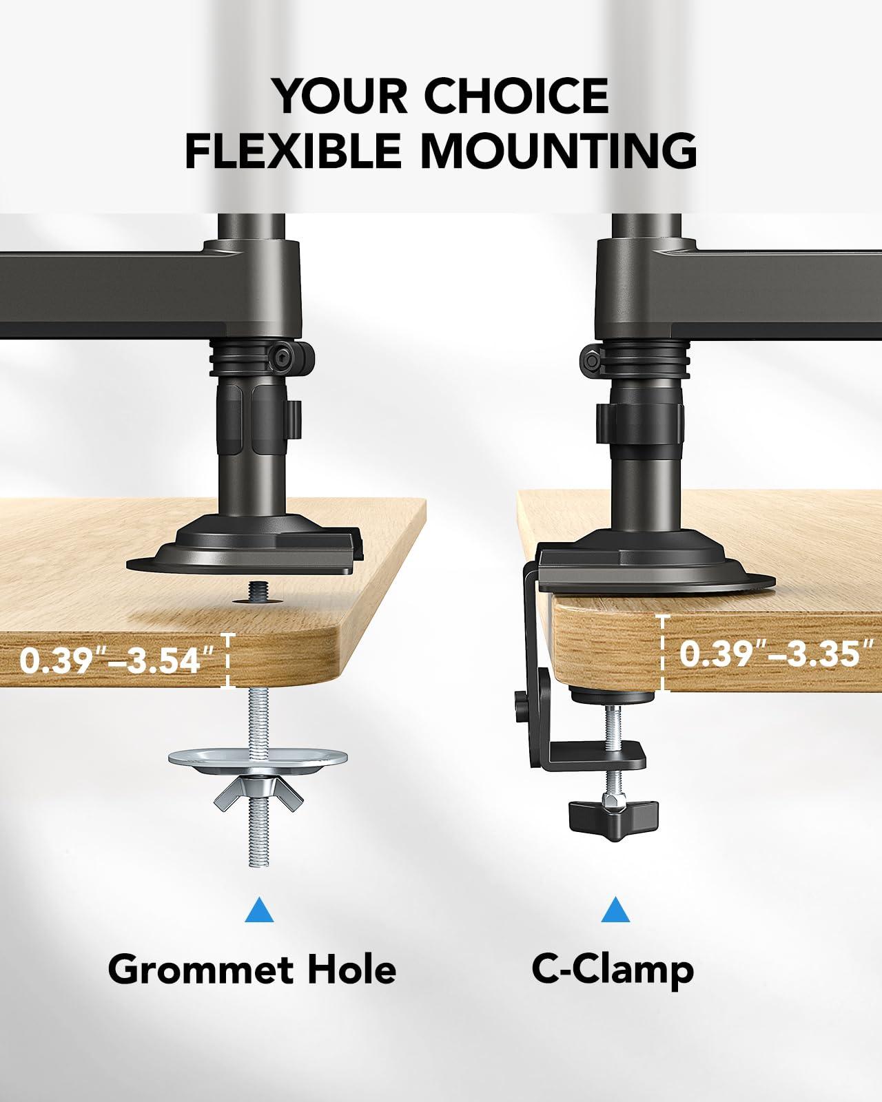 HUANUO 17-32 Inch Dual Monitor Stand, Gas Spring Dual Monitor Mount, Monitor Stand 2 Monitors, Ergonomic Adjustable Tilt/Swivel/Rotate, Weight Max 19.8 lbs, VESA 75/100mm - Image 7