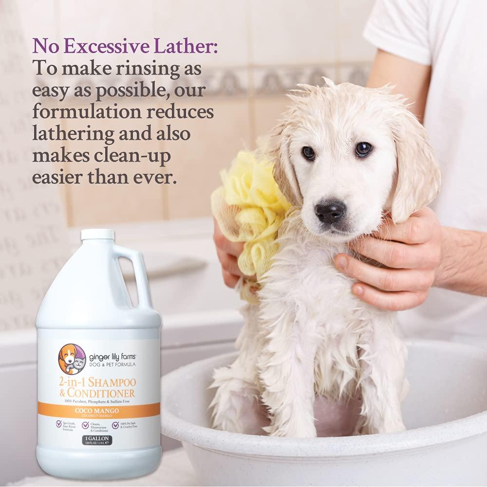 Ginger Lily Farms Dog & Pet Formula 2-in-1 Shampoo & Conditioner, 100% Vegan & Cruelty-Free, Coco Mango, 1 Gallon Refill (128 fl oz) - Image 6