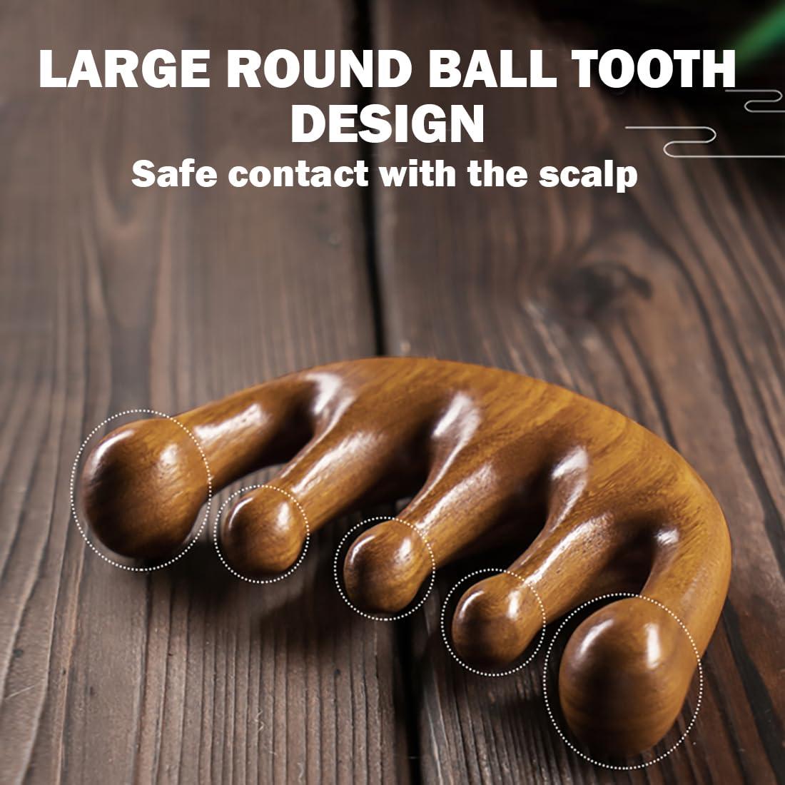 Cureder Wooden Scalp Massager - Handmade 100% Natural Green Sandalwood Wide Tooth Combs - Wood Massage Comb & Sandalwood Comb for Luxurious Hair Care - Image 5