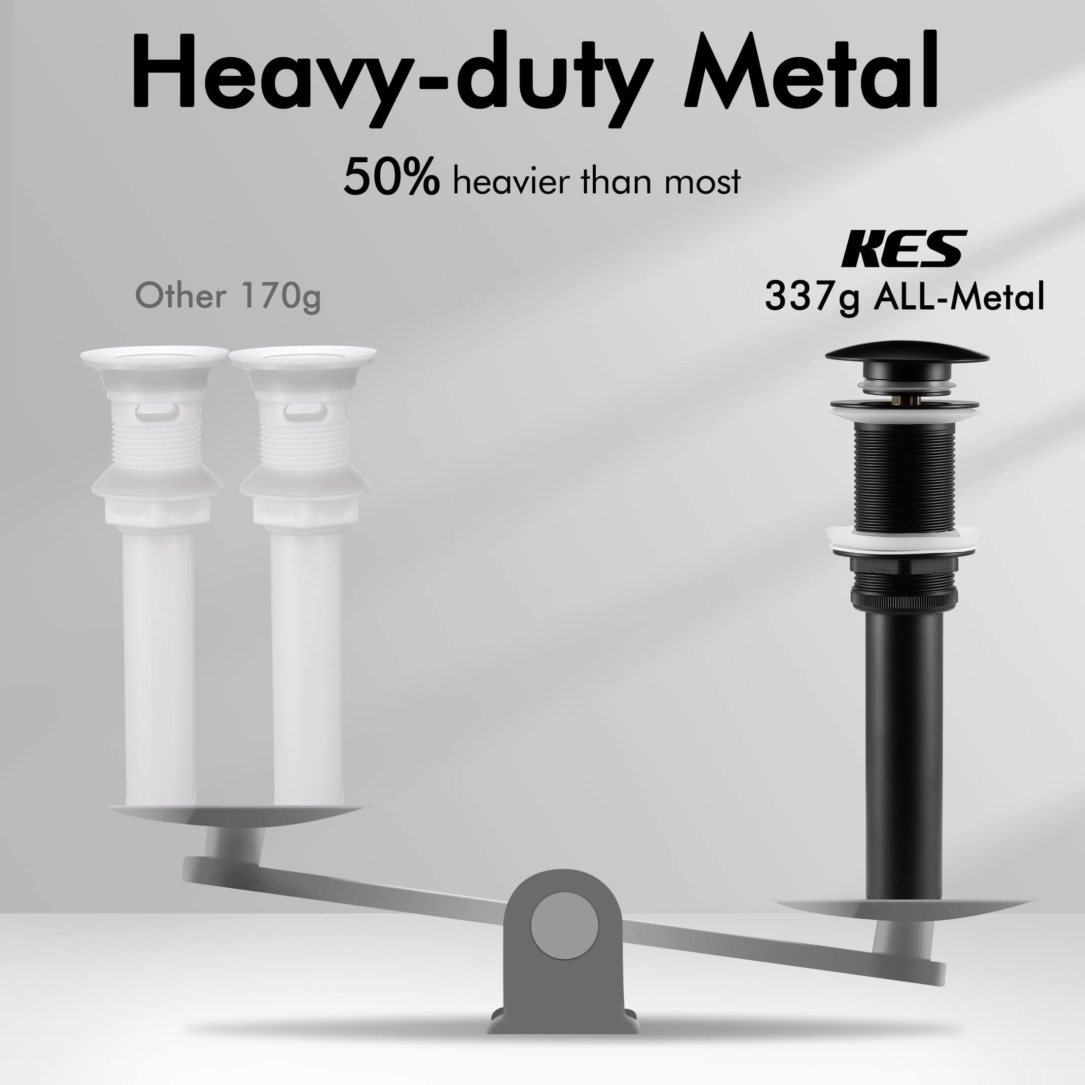 KES Bathroom Sink Drain Without Overflow Vessel Sink Lavatory Vanity Pop Up Drain Stopper Matte Black, All Metal Rustproof Brass and 304 Stainless Steel, S2008D-BK - Image 4