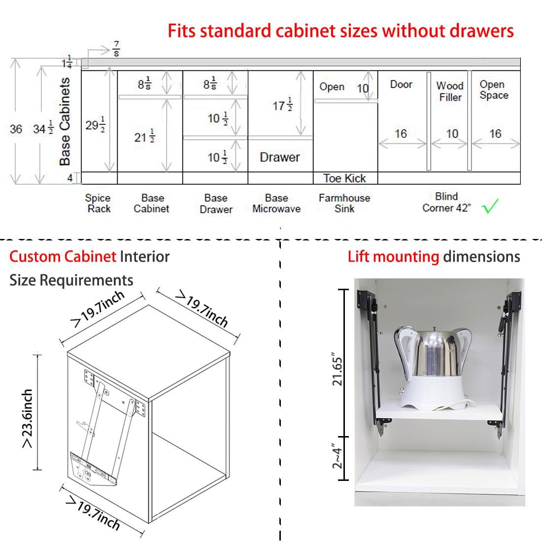 Mixer Lift for Cabinet，Appliance Lift for cabinet-Soft Close Heavy Duty Kitchen Appliance storage lifting system，with Locking Mechanism，Max load 50lb. - Image 3