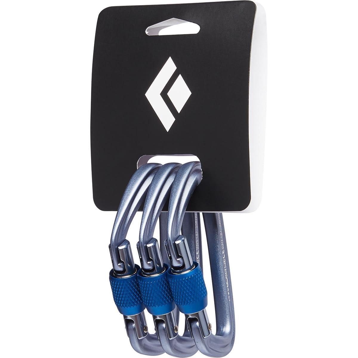 BLACK DIAMOND Hotforge Screwgate Locking Carabiner 3 Pack for Rock Climbing, Mountaineering, Camping, Outdoor,