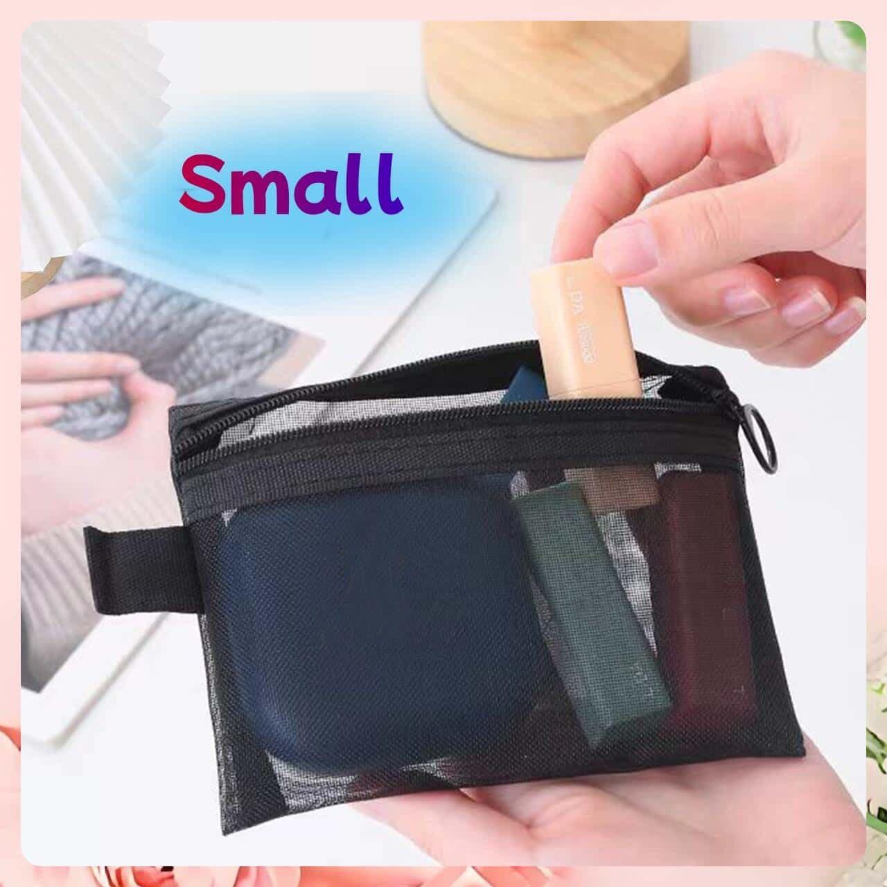 ZSlactp 5-Pack Small Mesh Zipper Pouch Bags, Cosmetic Organizer for Travel and Makeup Accessories, Small Mesh Makeup Bag with Zipper for Purse - Image 4