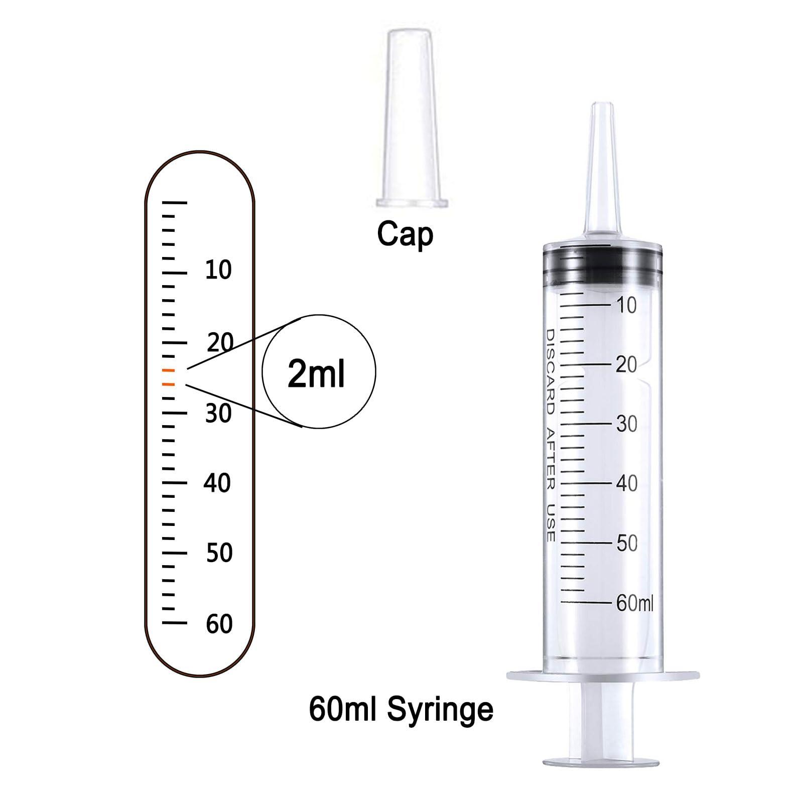 4 Pack 60 ml Syringe for Liquid Without Needle,Syringe with Cap,Individually Wrapped,for Scientific Labs,Measurement,Dispensing,Oil or Glue Applicato - Image 2