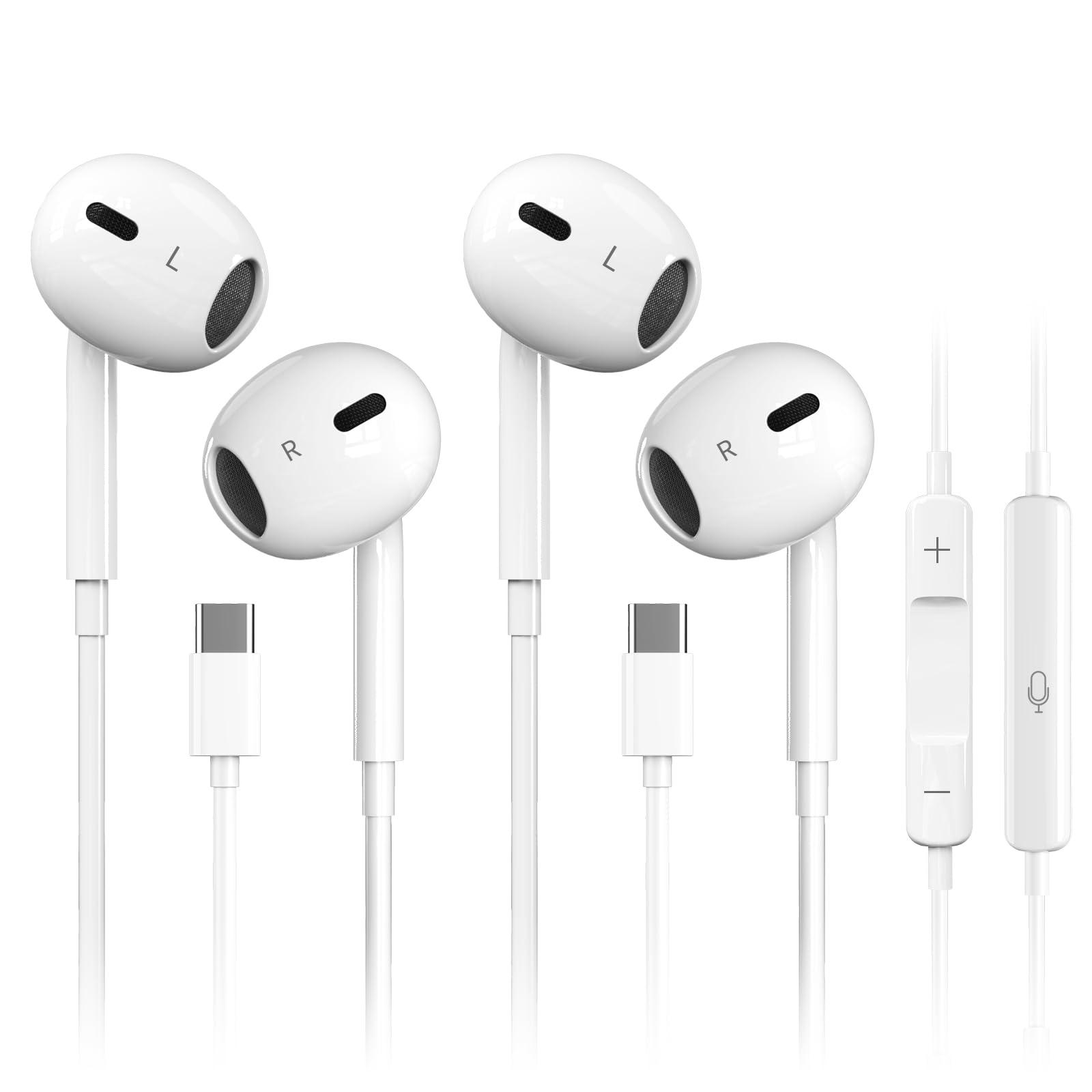 Antool USB C Headphones, 【Ultra Clear Calls & no Noise】 Earbuds Wired for iPhone 16/15 USBC Headphones,Compatible with iPhone/Android/Galaxy/iPad【2 Pack】