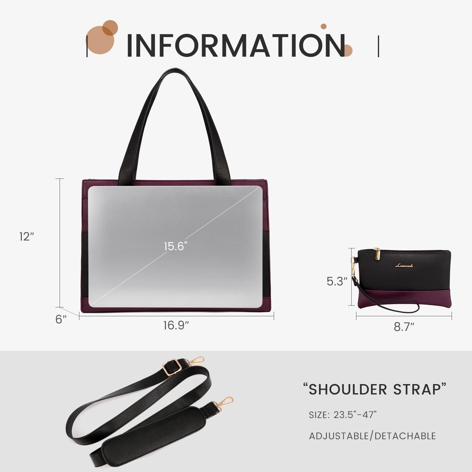 LOVEVOOK Laptop Bag for Women 15.6 Inch Tote Work Professional Leather Computer Briefcase Waterproof Handbag Shoulder Large Capacity Business Teacher Office Crossbody Purse - Image 6