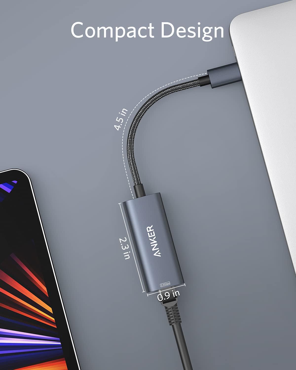 Anker USB C to Ethernet Adapter,USB Type-C to 2.5 Gbps Ethernet LAN Network Adapter,Aluminum Portable,for MacBook Pro, MacBook Air 2018 and Later, iPad Pro 2018 and Later, XPS - Image 6