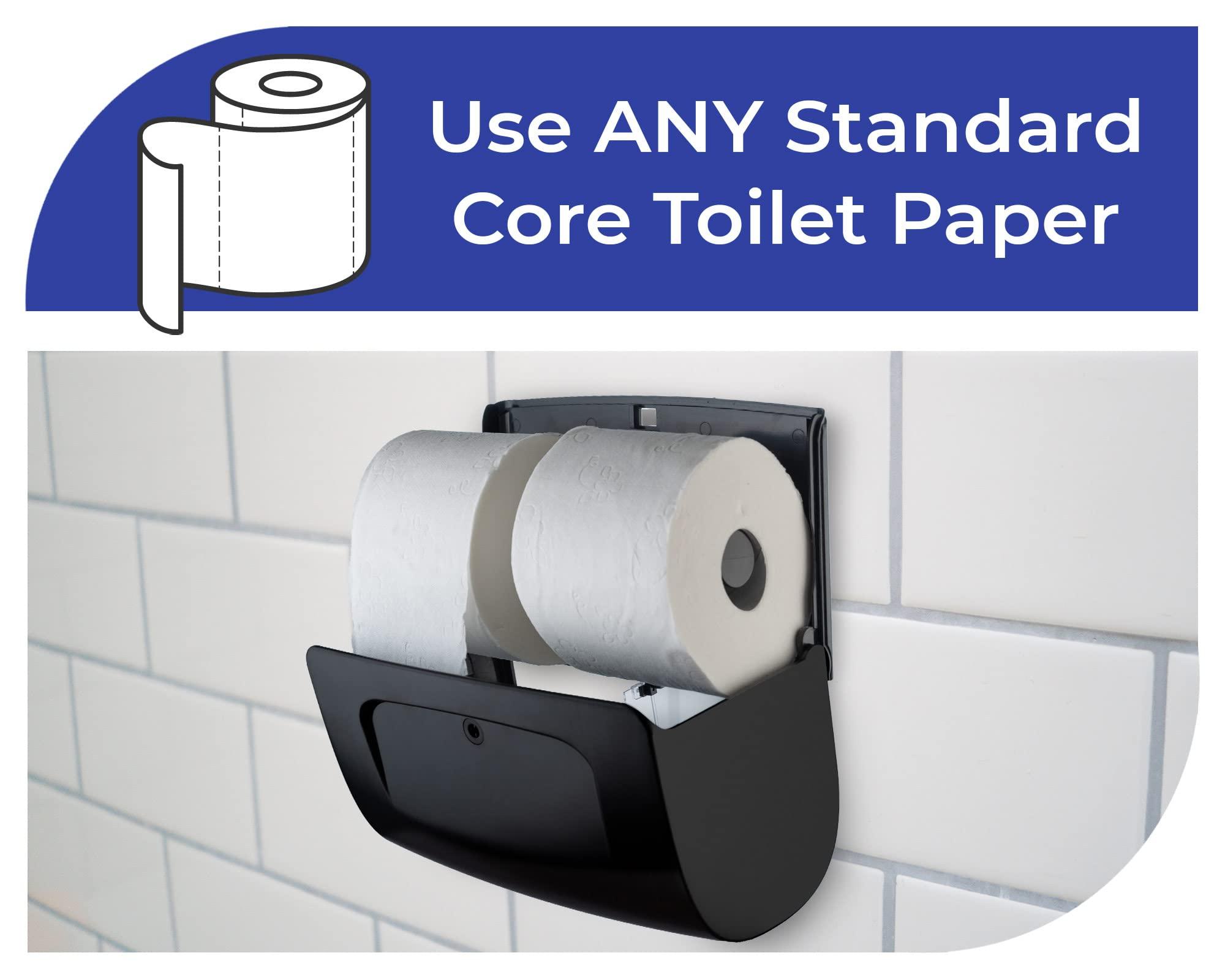 Commercial Toilet Paper Dispenser Wall Mount, Double (2 Roll) Locking Toilet Paper Holder (Black), Compact Two Roll, Side by Side Design Tissue Paper Dispenser (Dispensador de Papel Higienico Doble) - Image 4
