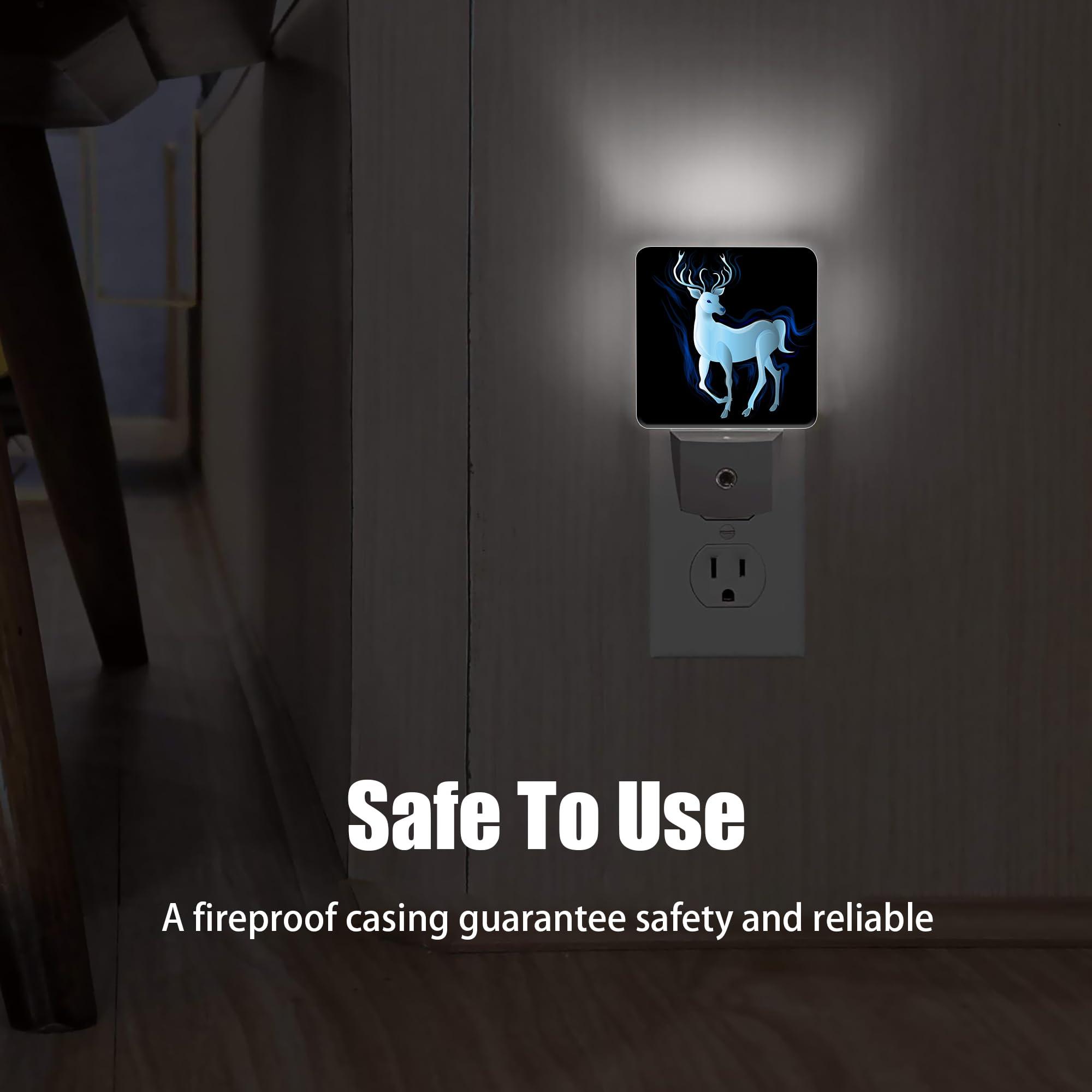 Jopowide Blue Deer Night Light, Northern Lights Night Lights Plug into Wall Decor for Bedroom, Bathroom, Hallway, Kitchen, Dusk to Dawn Sensor Nightlights for Women Men Room Gifts - Image 6